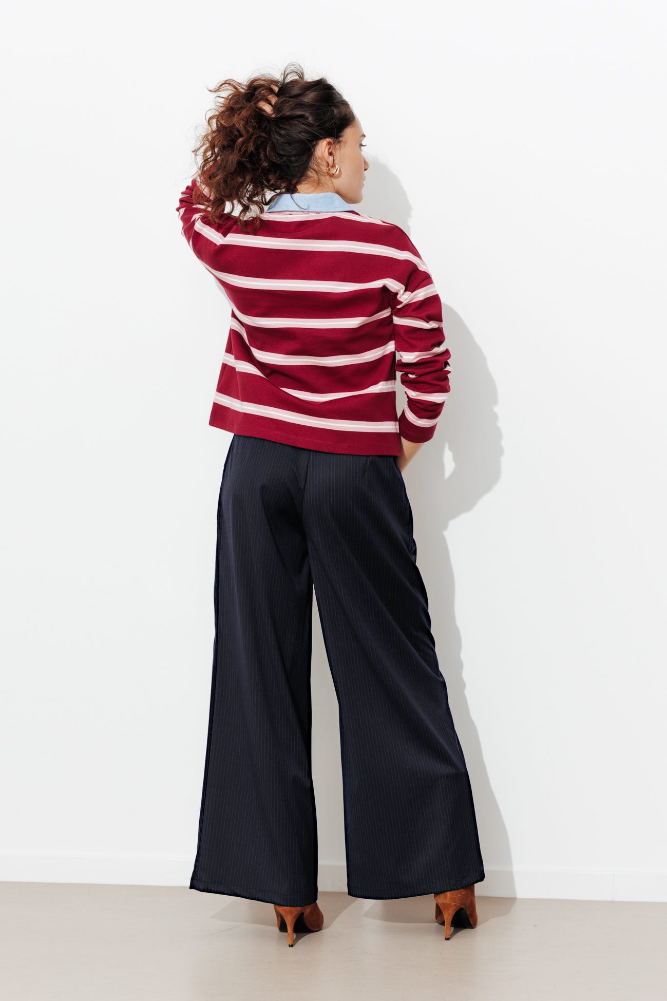 Pantalon très large rayé Femme