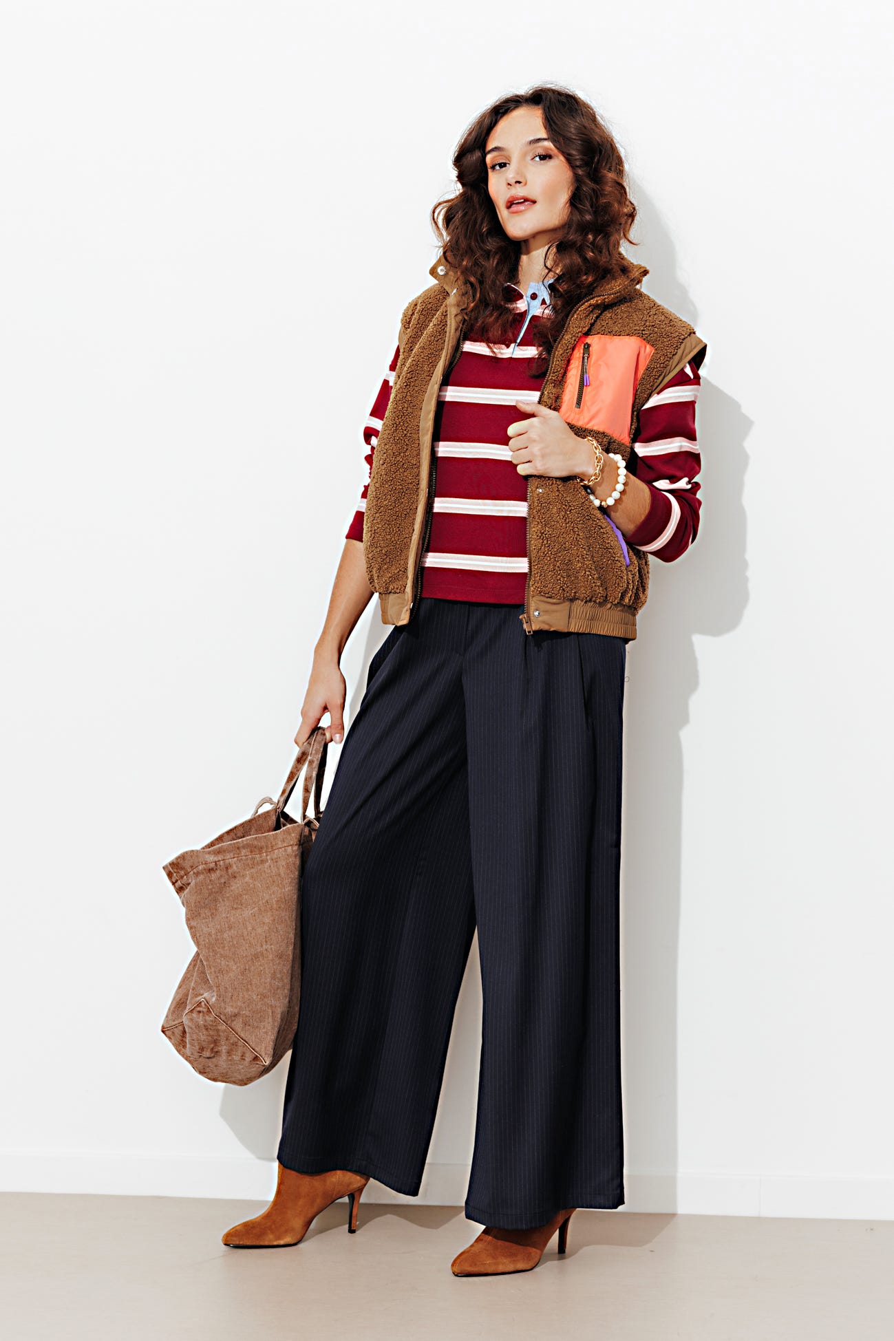 Pantalon très large rayé Femme