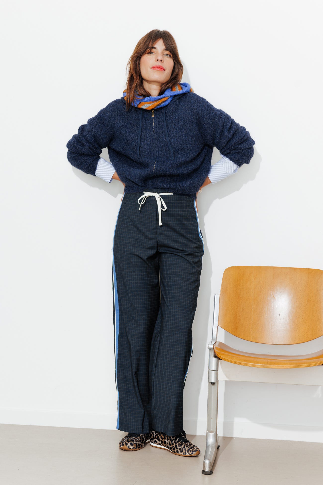 Pantalon large à carreaux