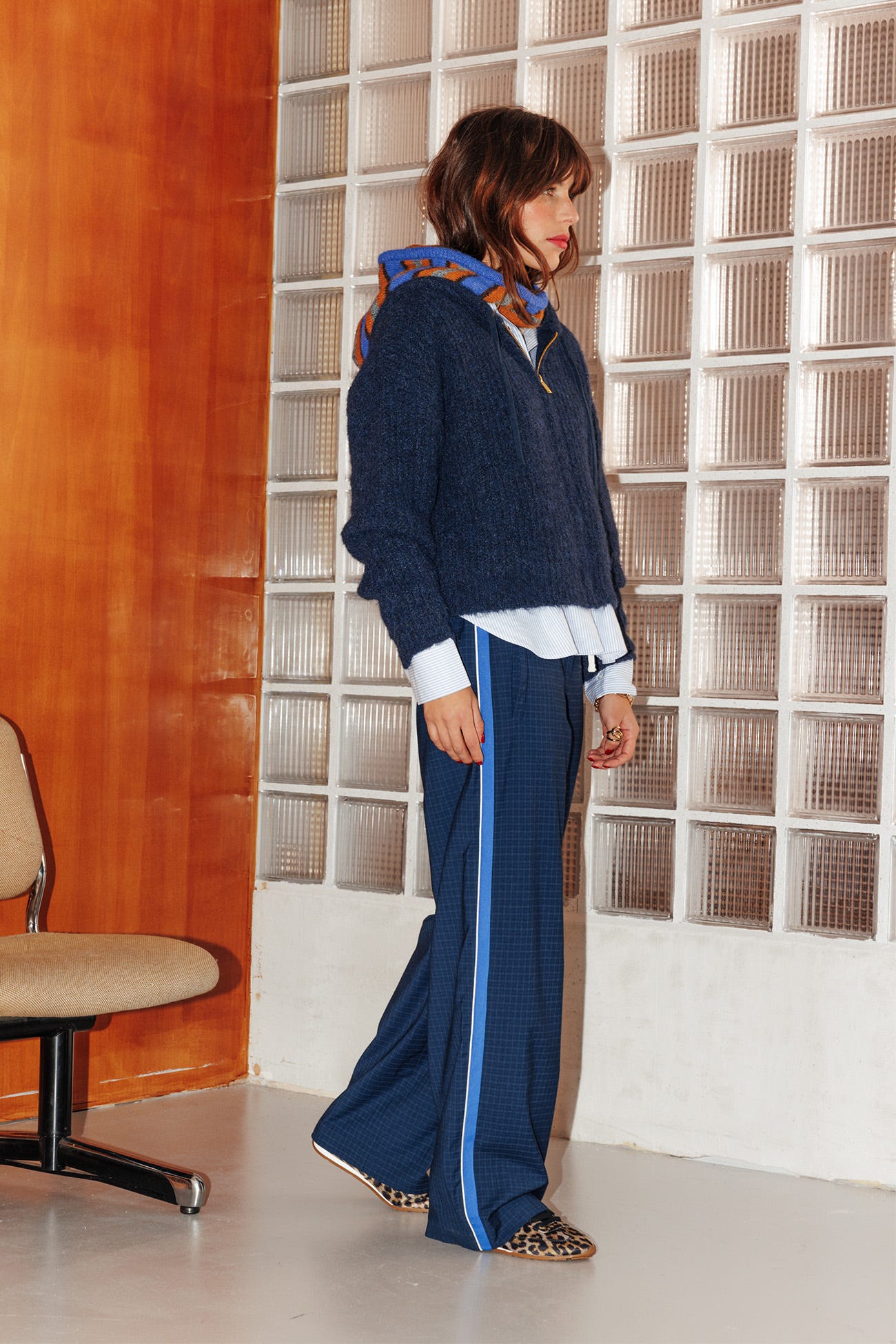 Pantalon large à carreaux