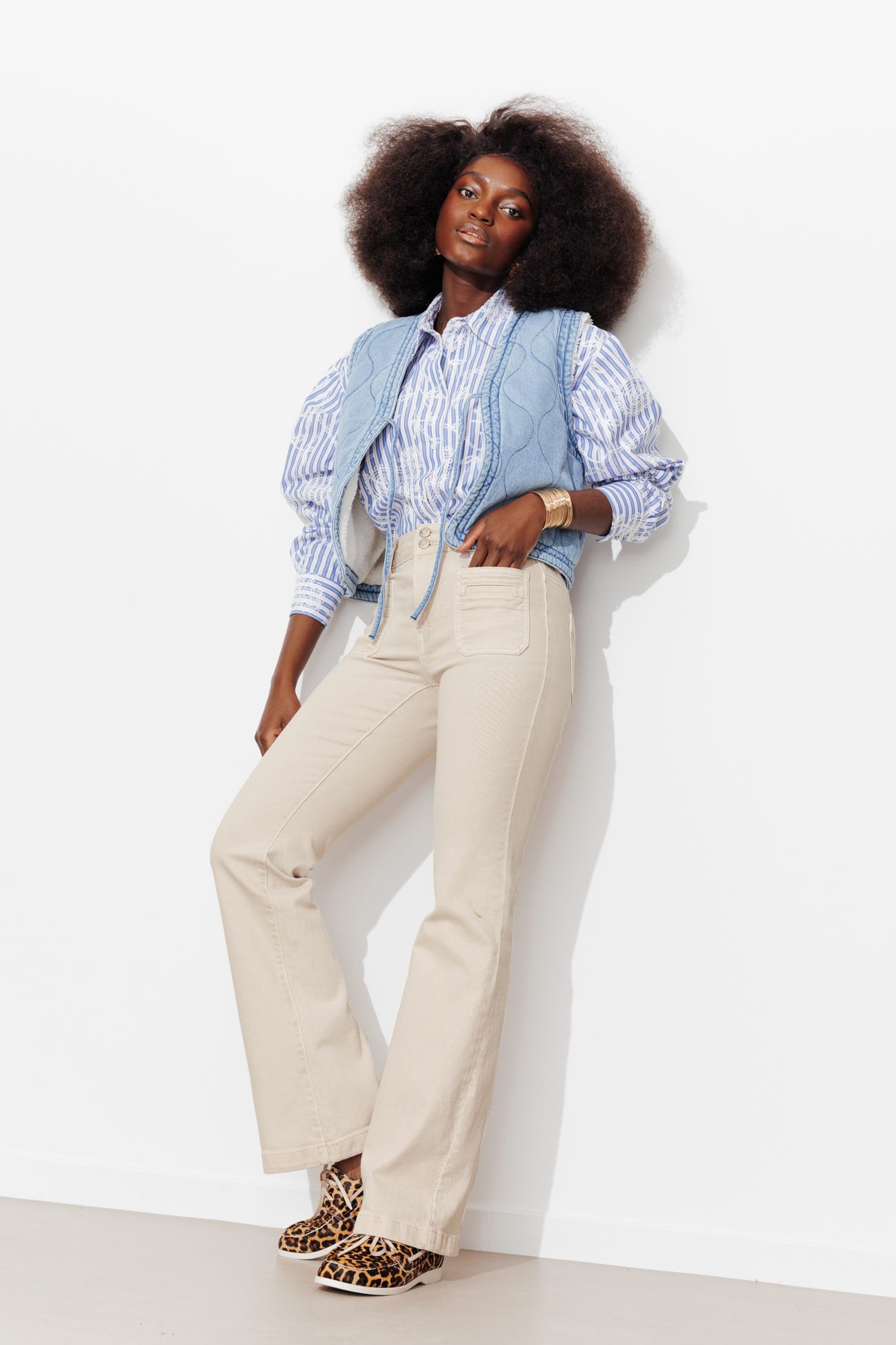 Pantaloni flare in tela EUGENE