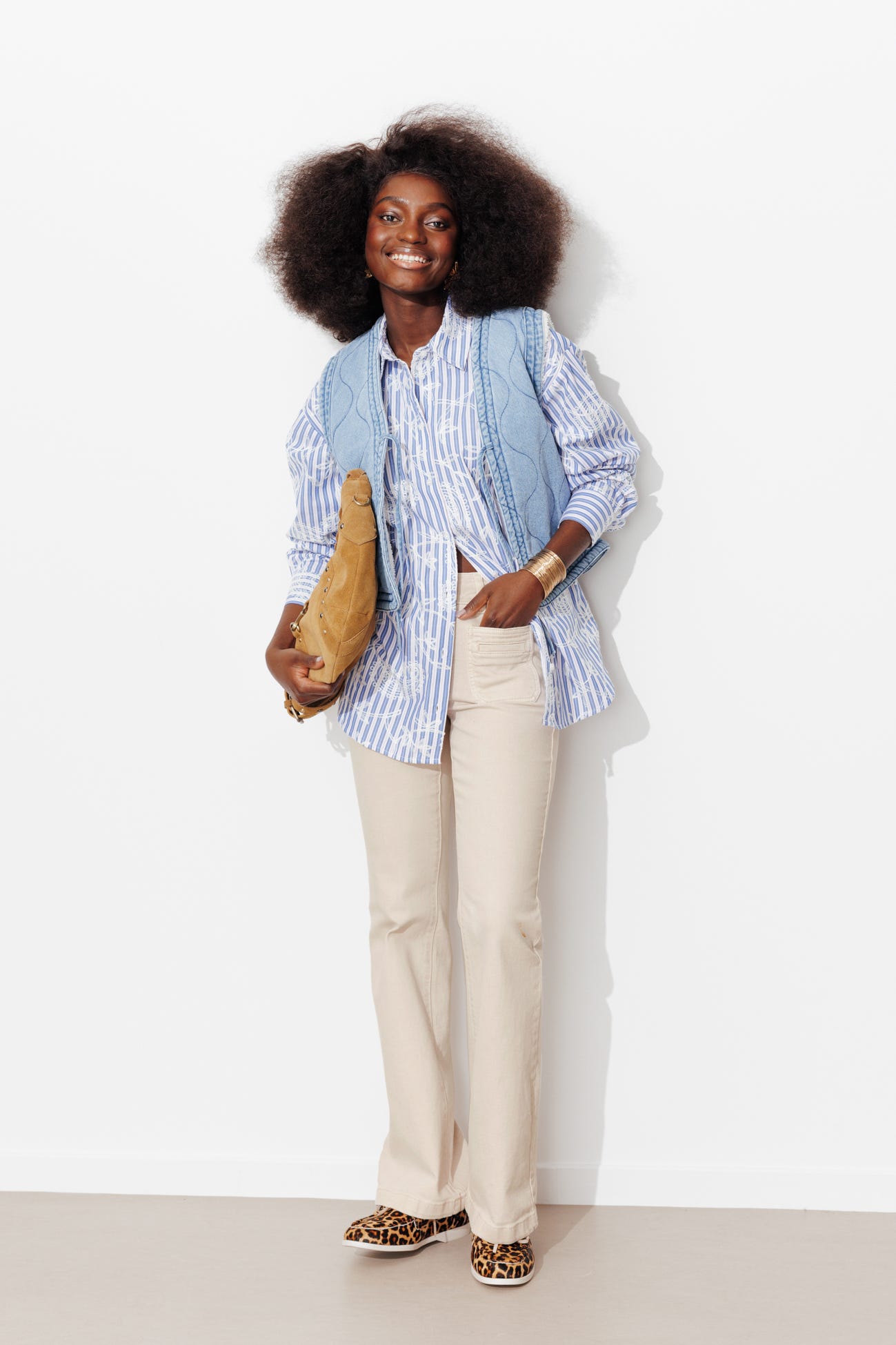 Pantaloni flare in tela EUGENE