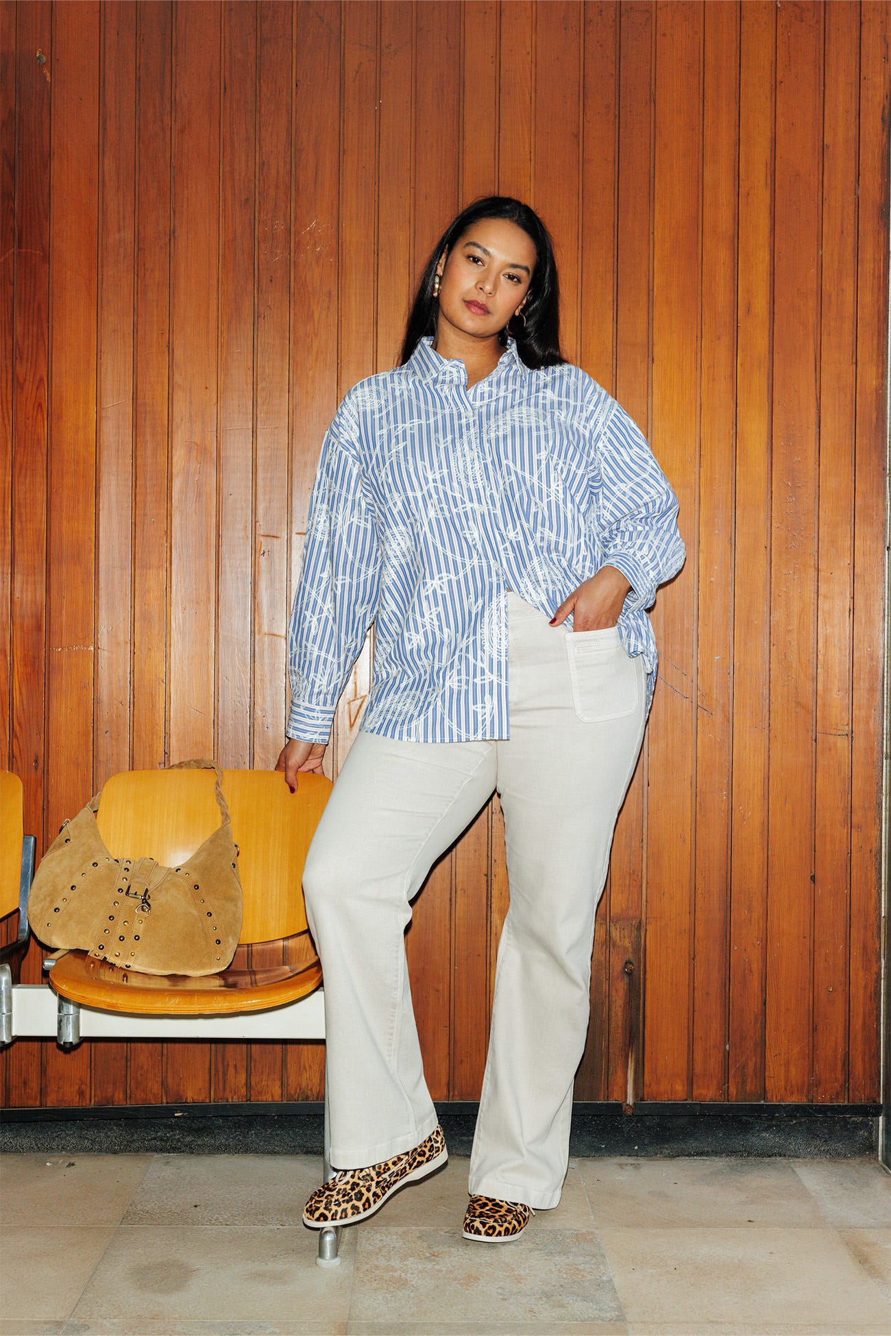 EUGENE pantalon flare en toile