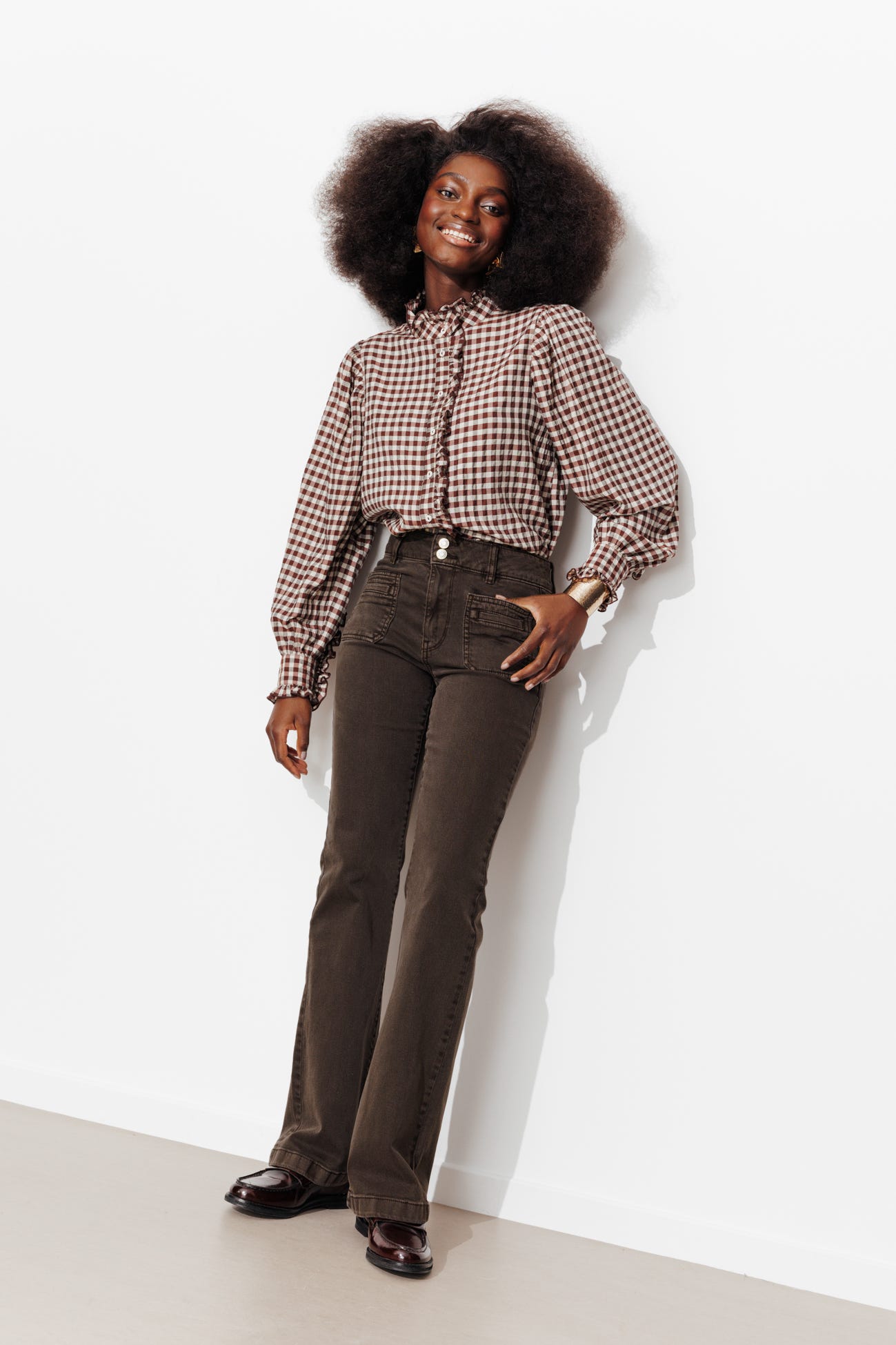 Pantaloni flare in tela EUGENE