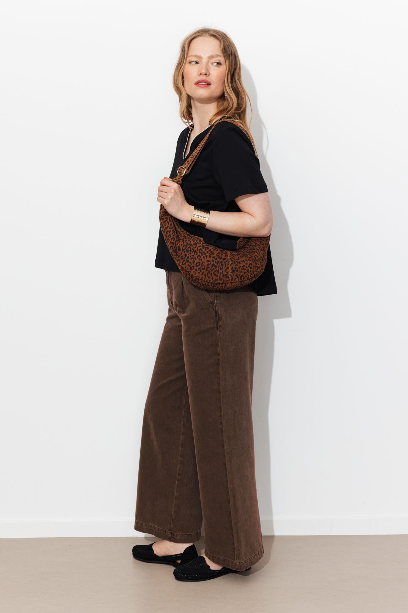 Pantalon large taille haute