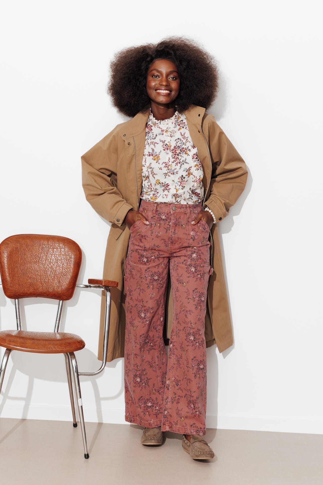 Pantalon charpentier fleuri