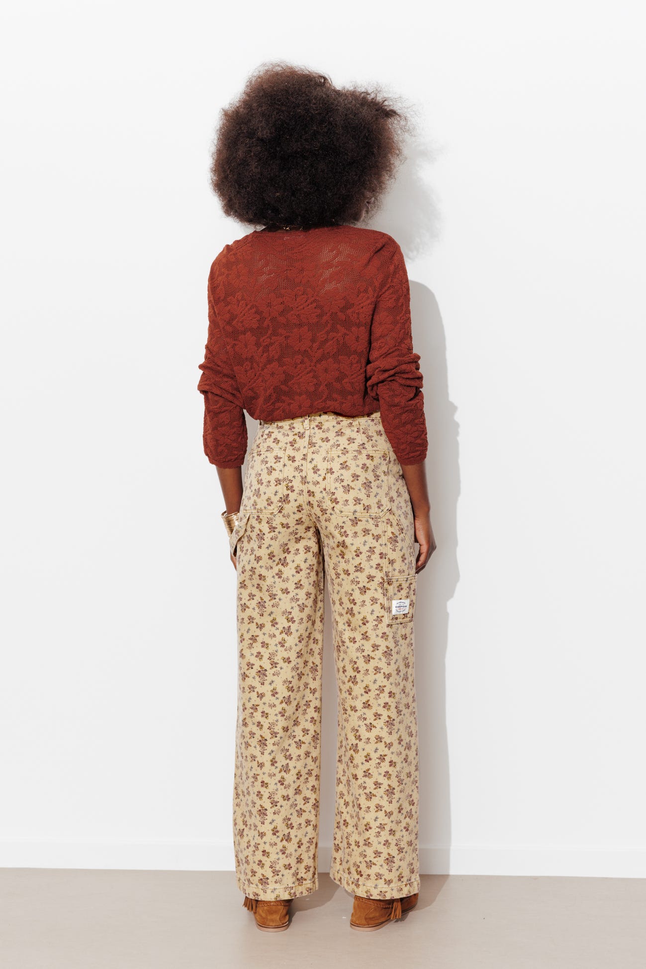 Pantalon charpentier fleuri