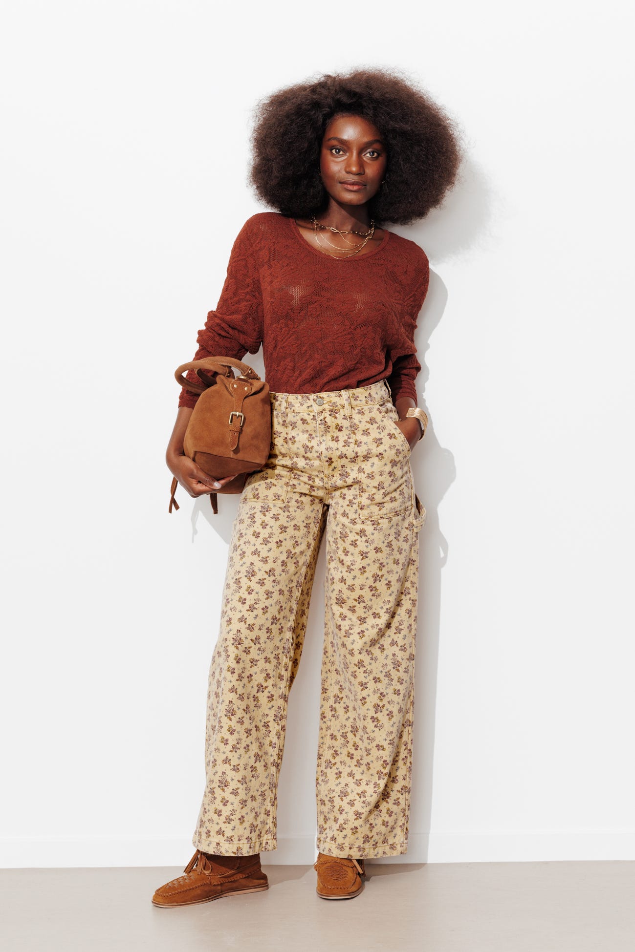 Pantalon charpentier fleuri