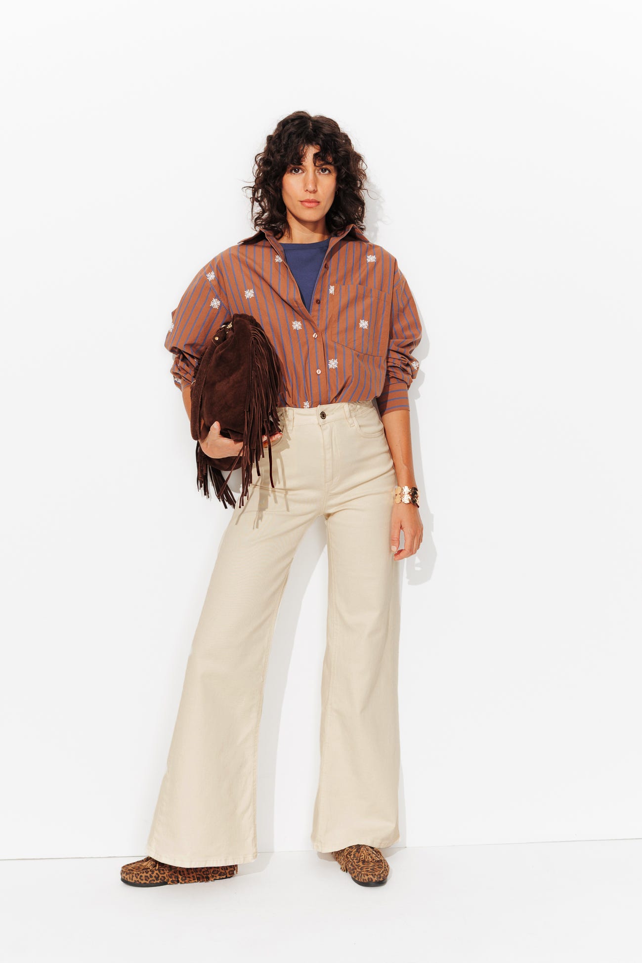 Pantalon flare taille haute