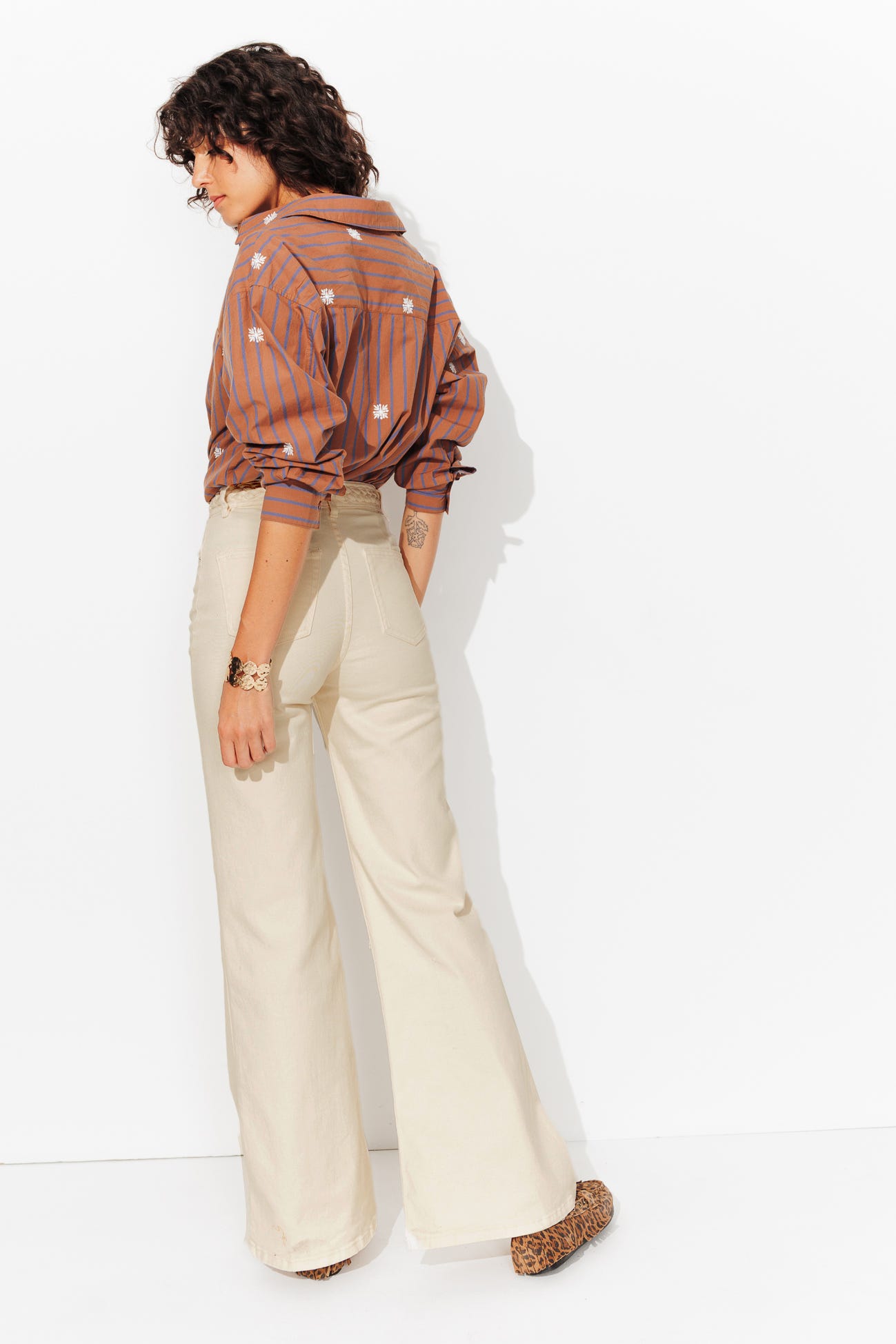 Pantalon flare taille haute