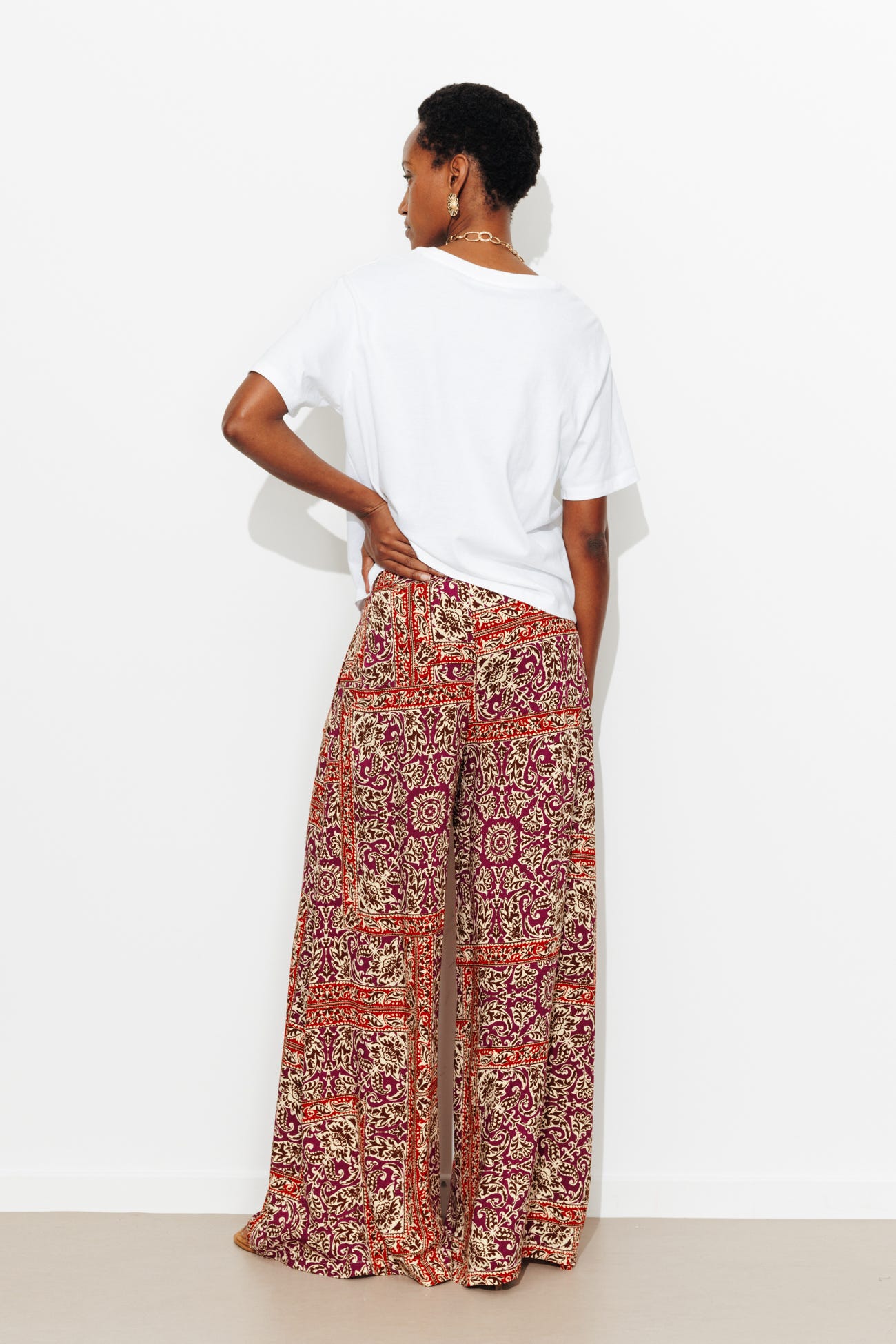 Wideleg patterned trousers