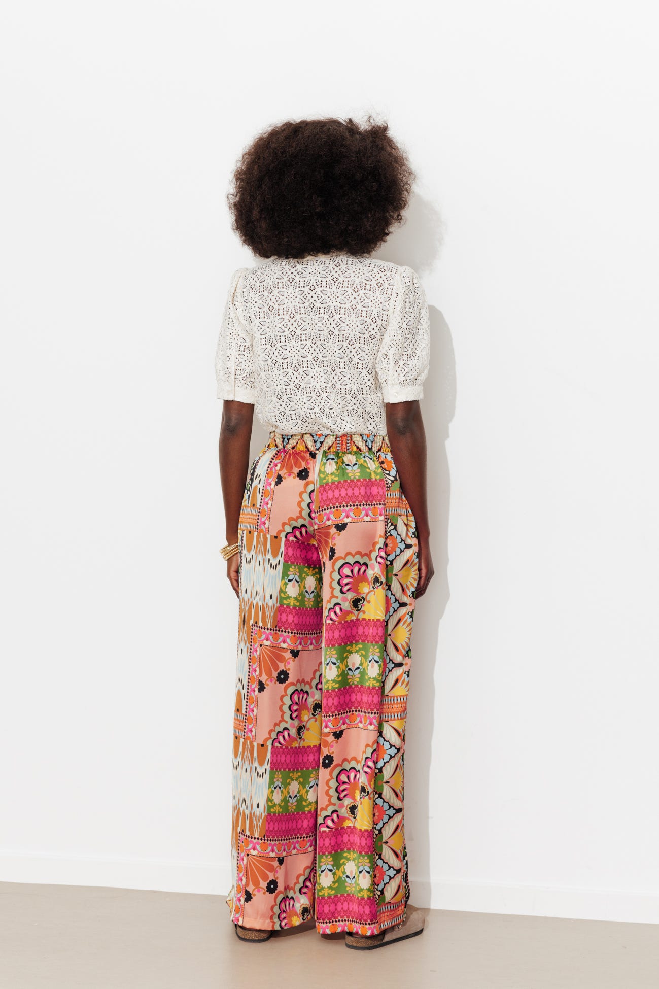 Pantalon large en satin Femme