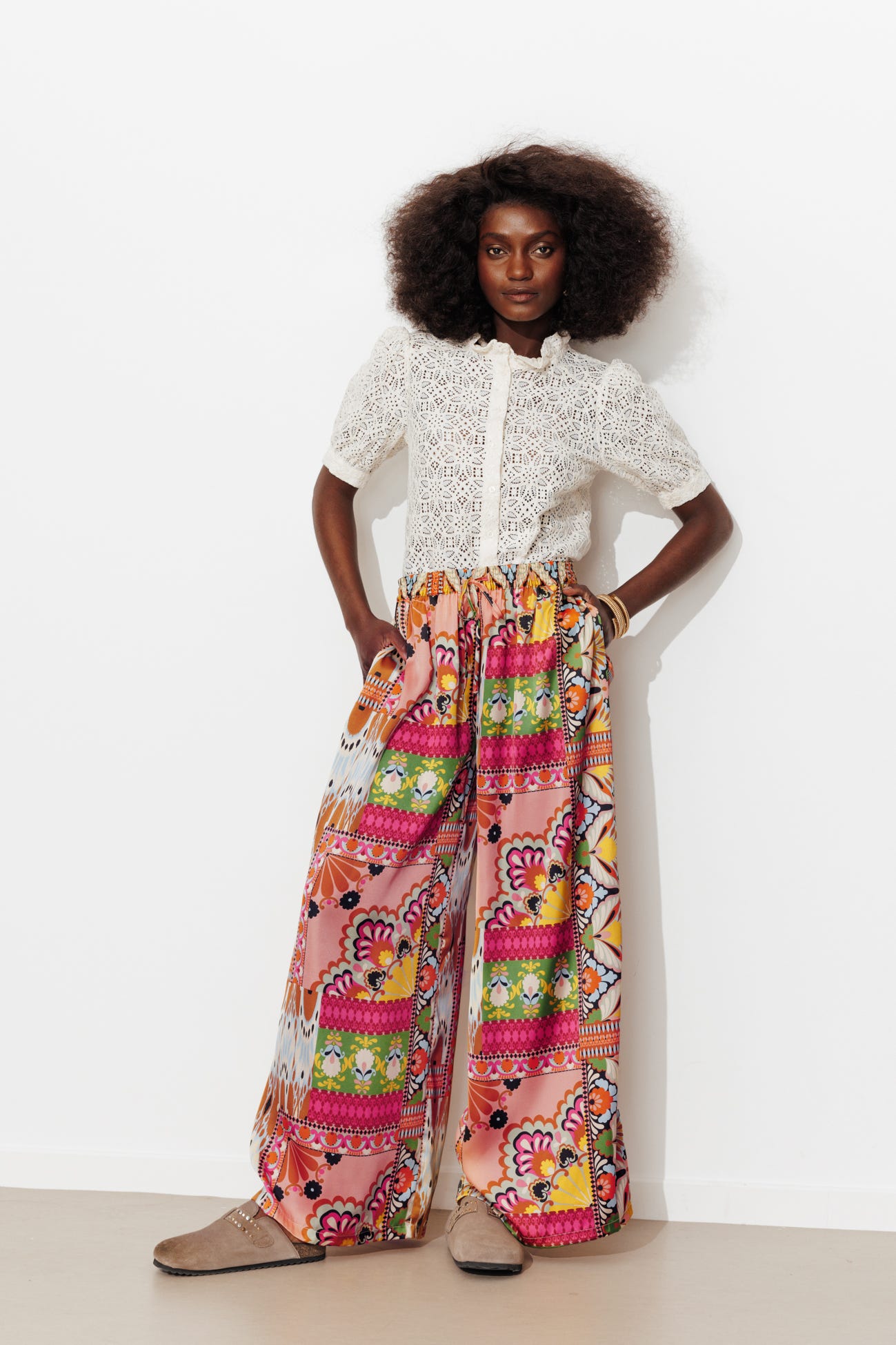 Pantalon large en satin Femme