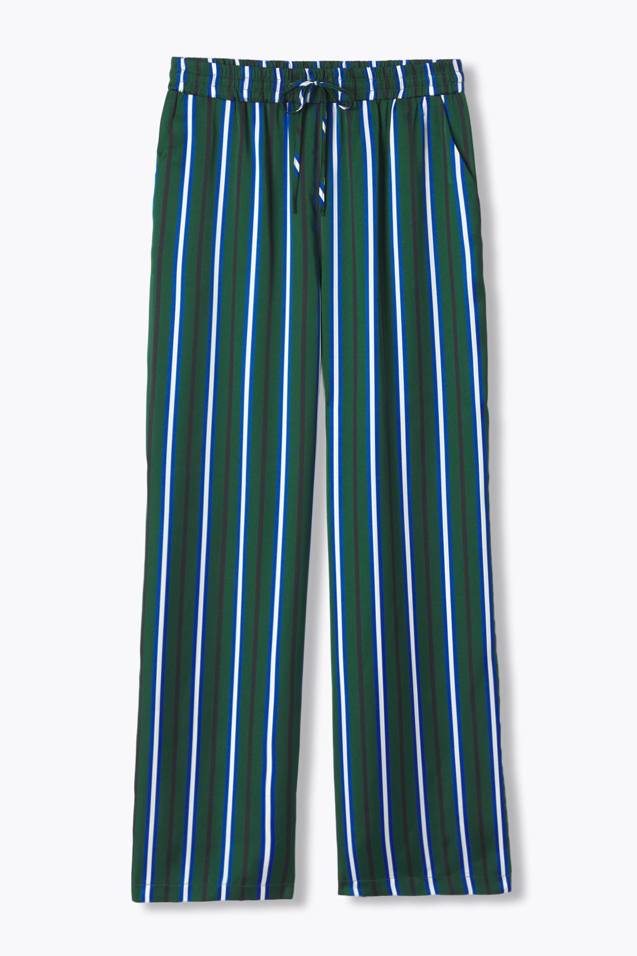 Pantalon large en satin rayé