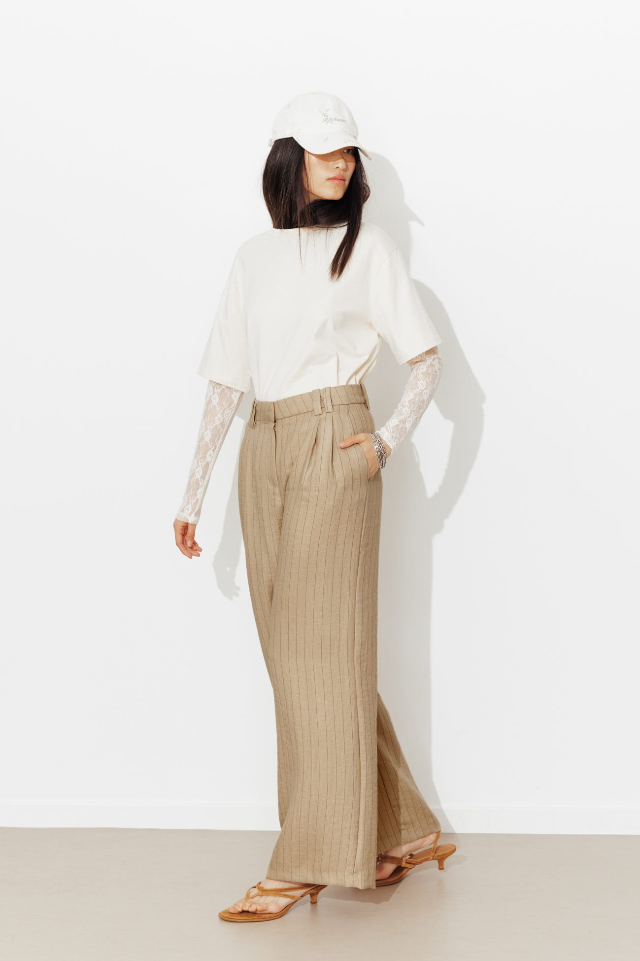 Pantalon tailleur rayé Femme
