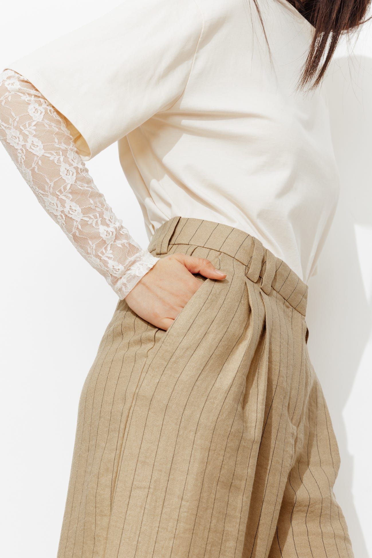 Pantalon tailleur rayé Femme