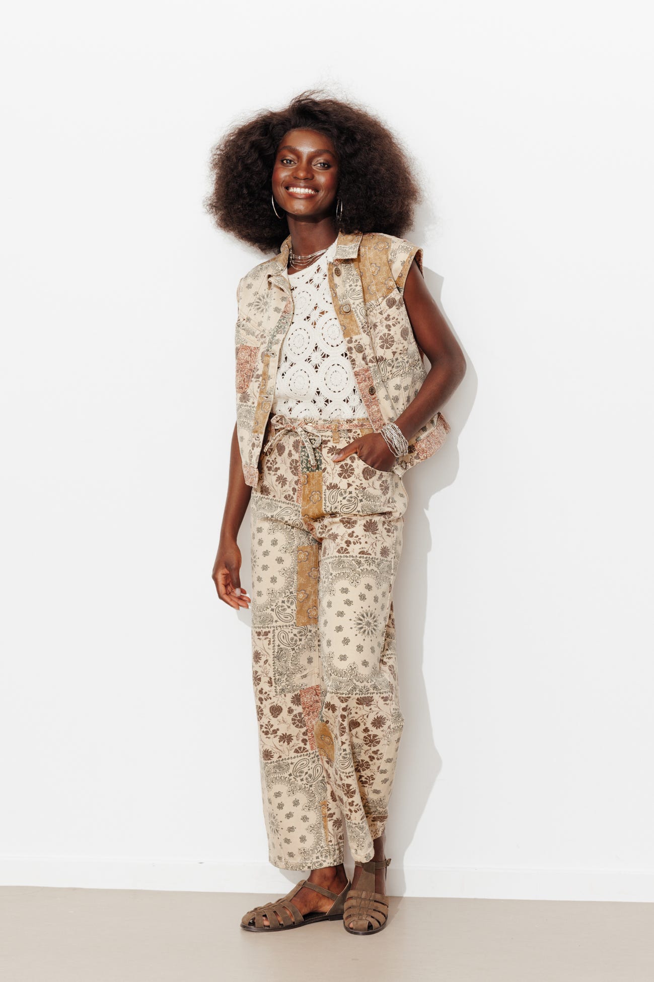 Pantalon balloon patchwork