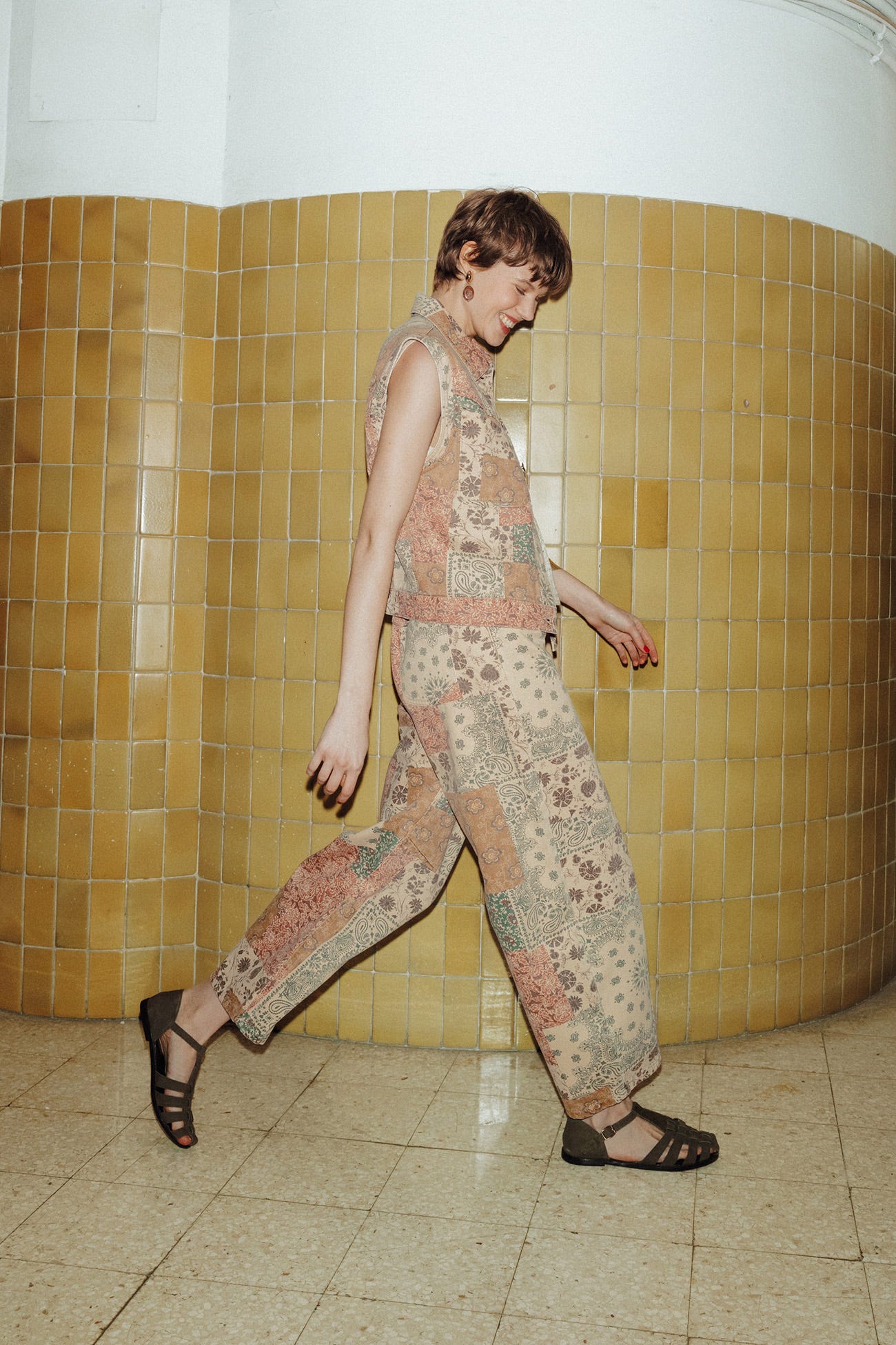 Pantalon balloon patchwork