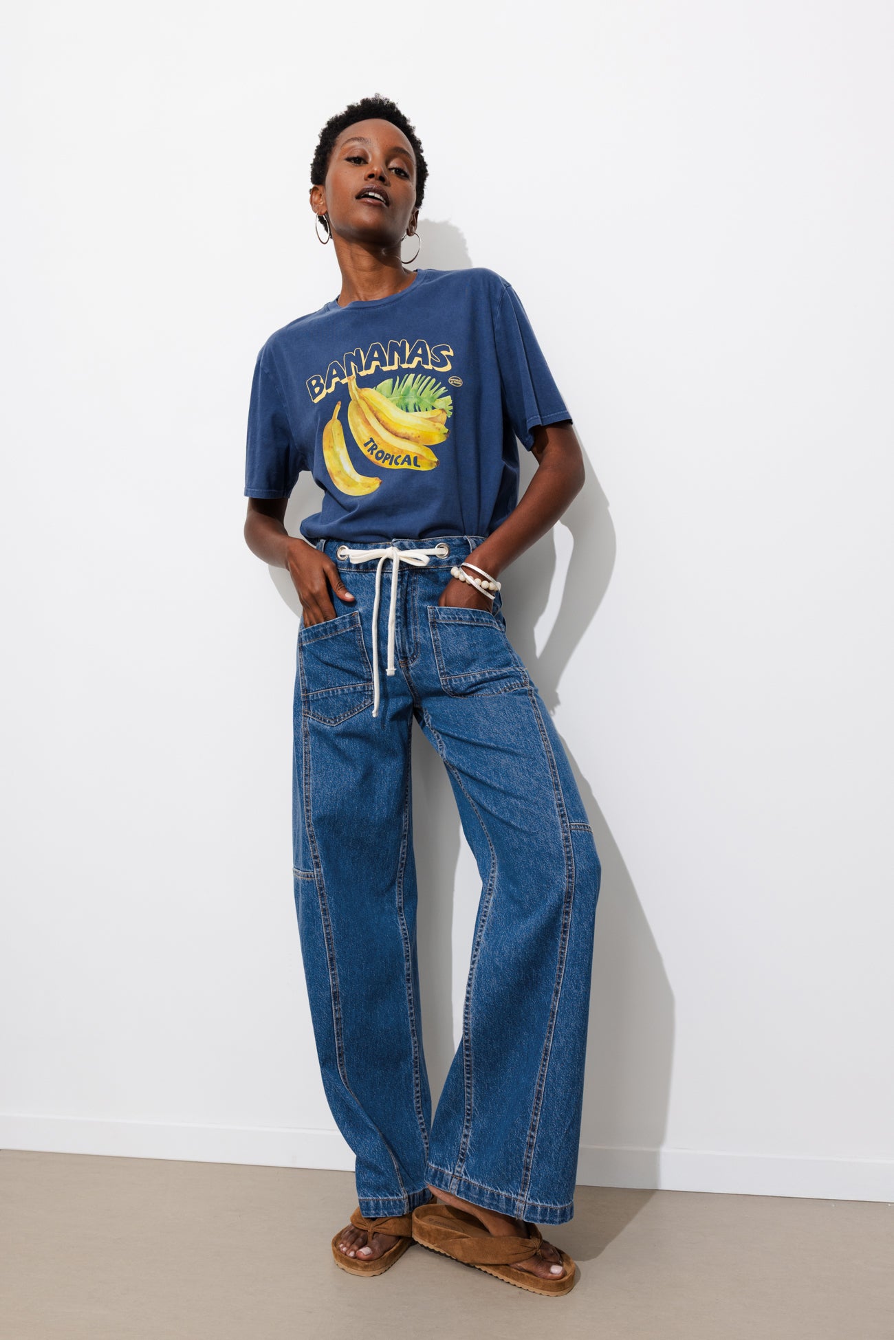 yuma@27 Sea . Leather & Jeans オーダーメイド Wideleg eyelet-detail jeans - Medium denim