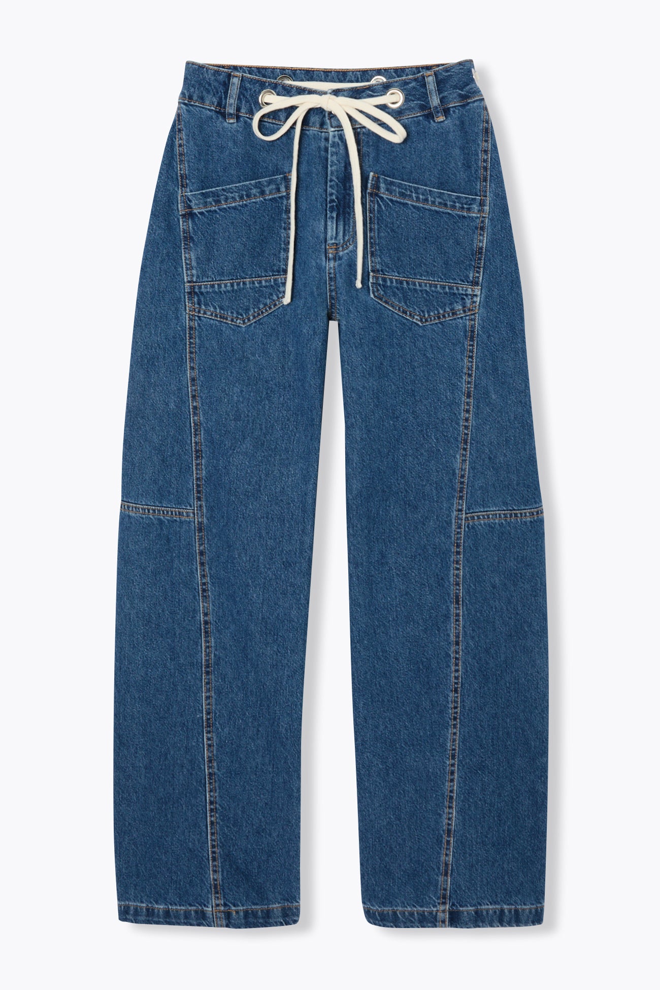Wideleg eyelet-detail jeans - Medium denim