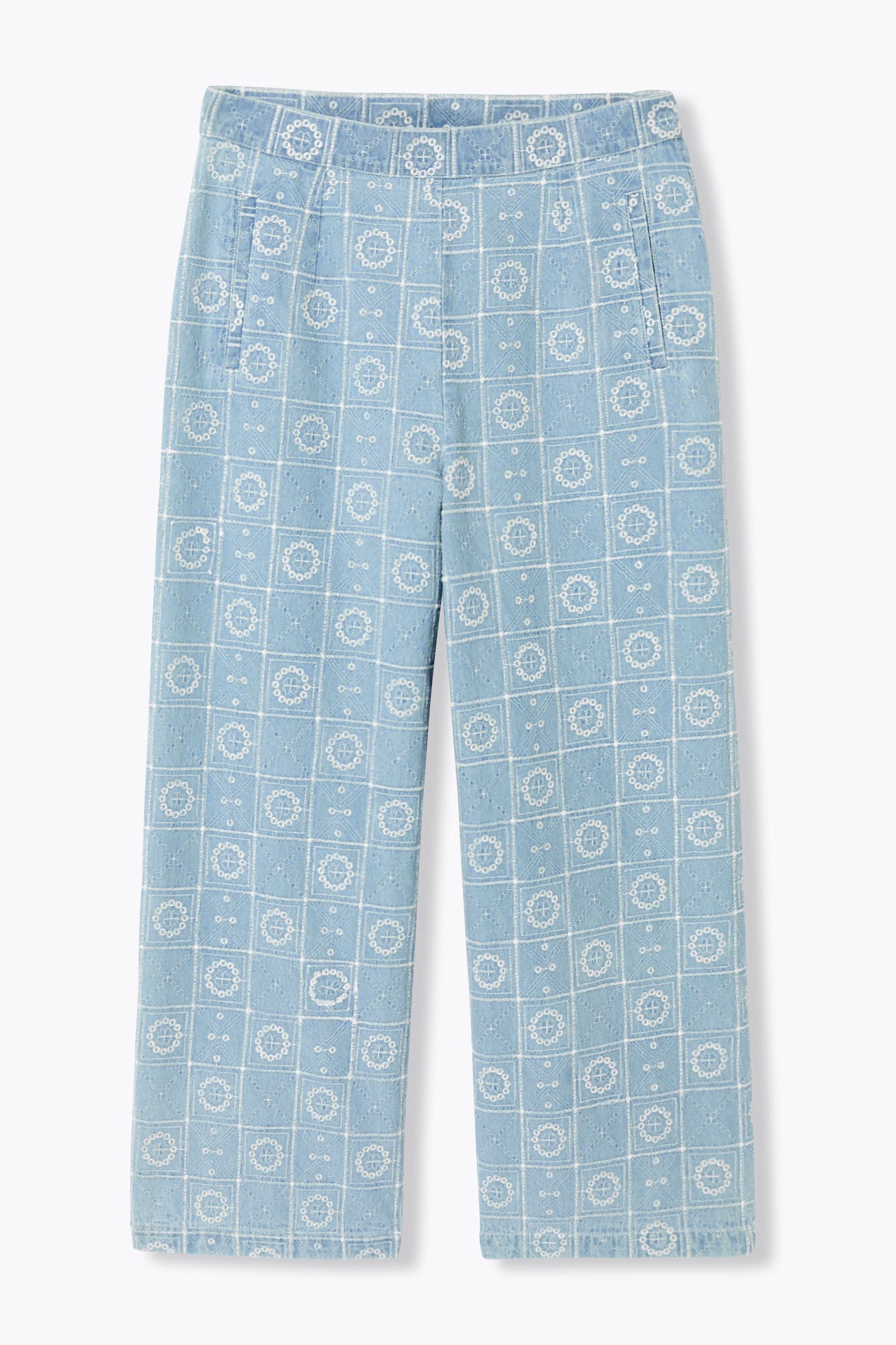 Jean court large et brodé 