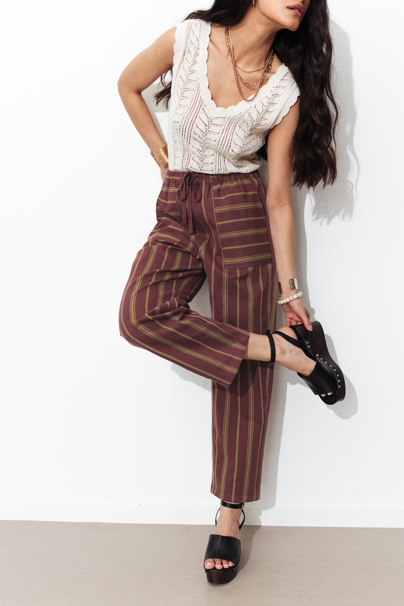 Pantalon carrot rayé Femme