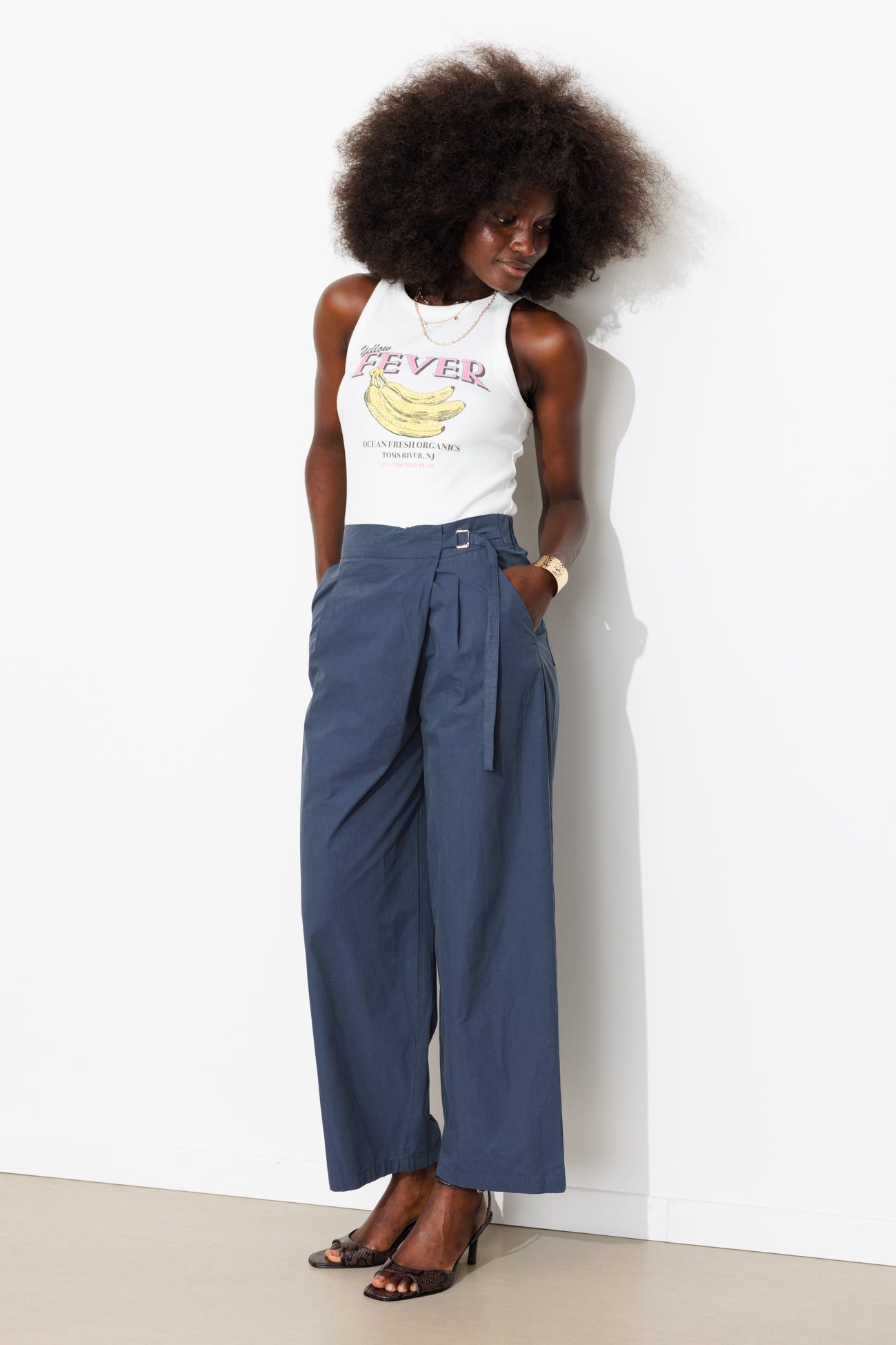 Pantalon large en toile