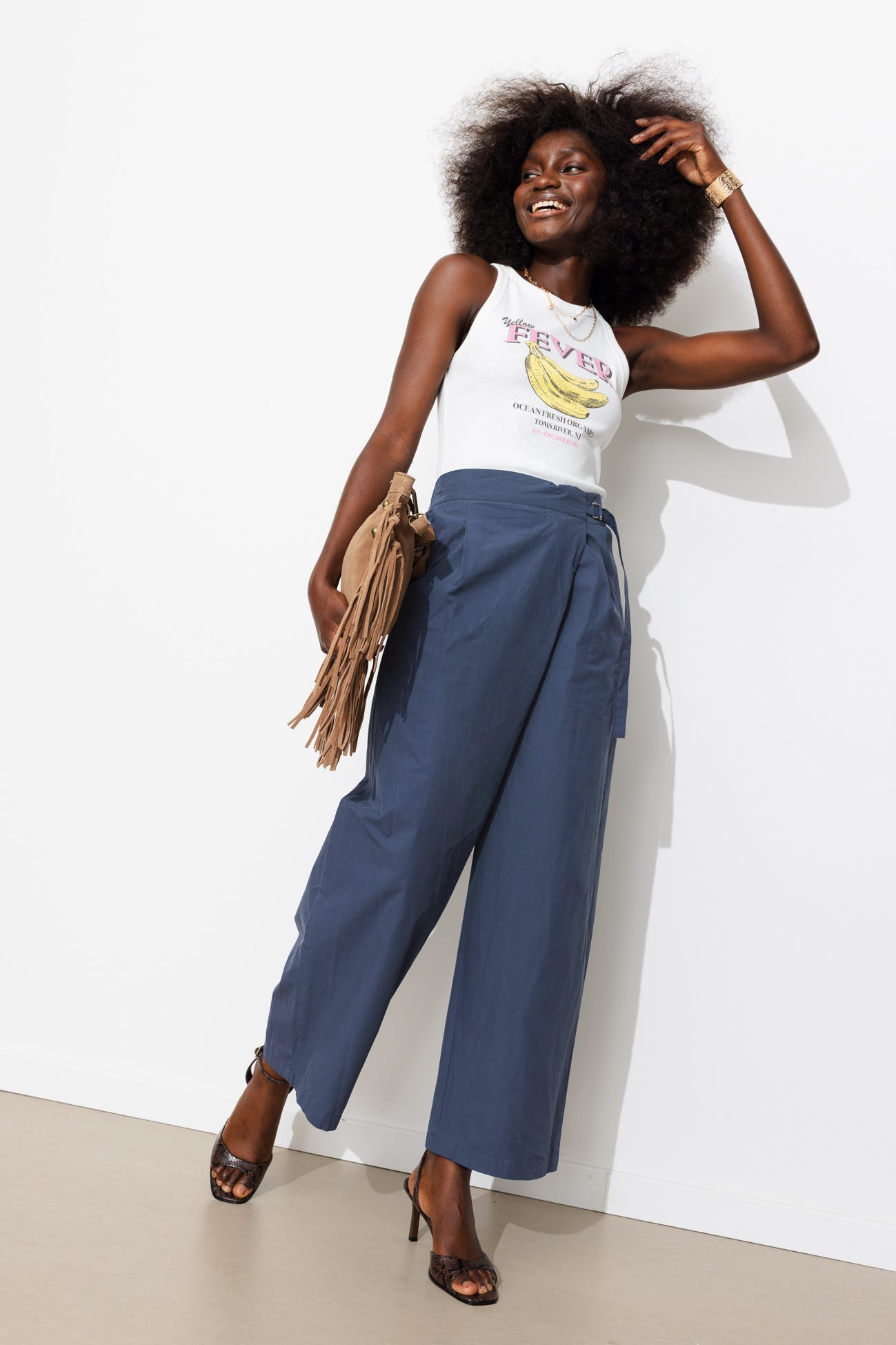 Pantalon large en toile