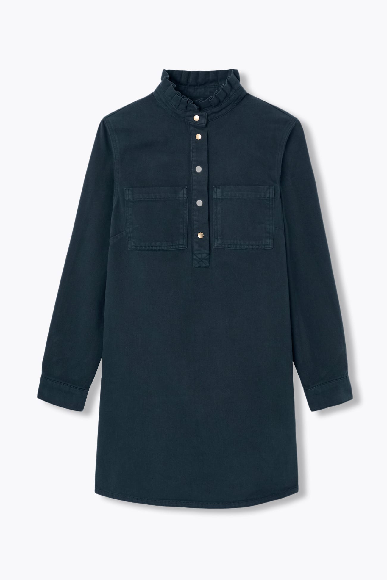 Robe en toile col frou-frou