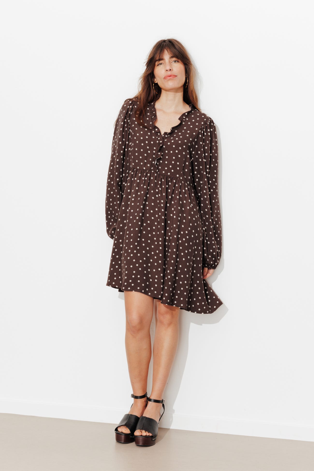 Robe courte à pois Femme