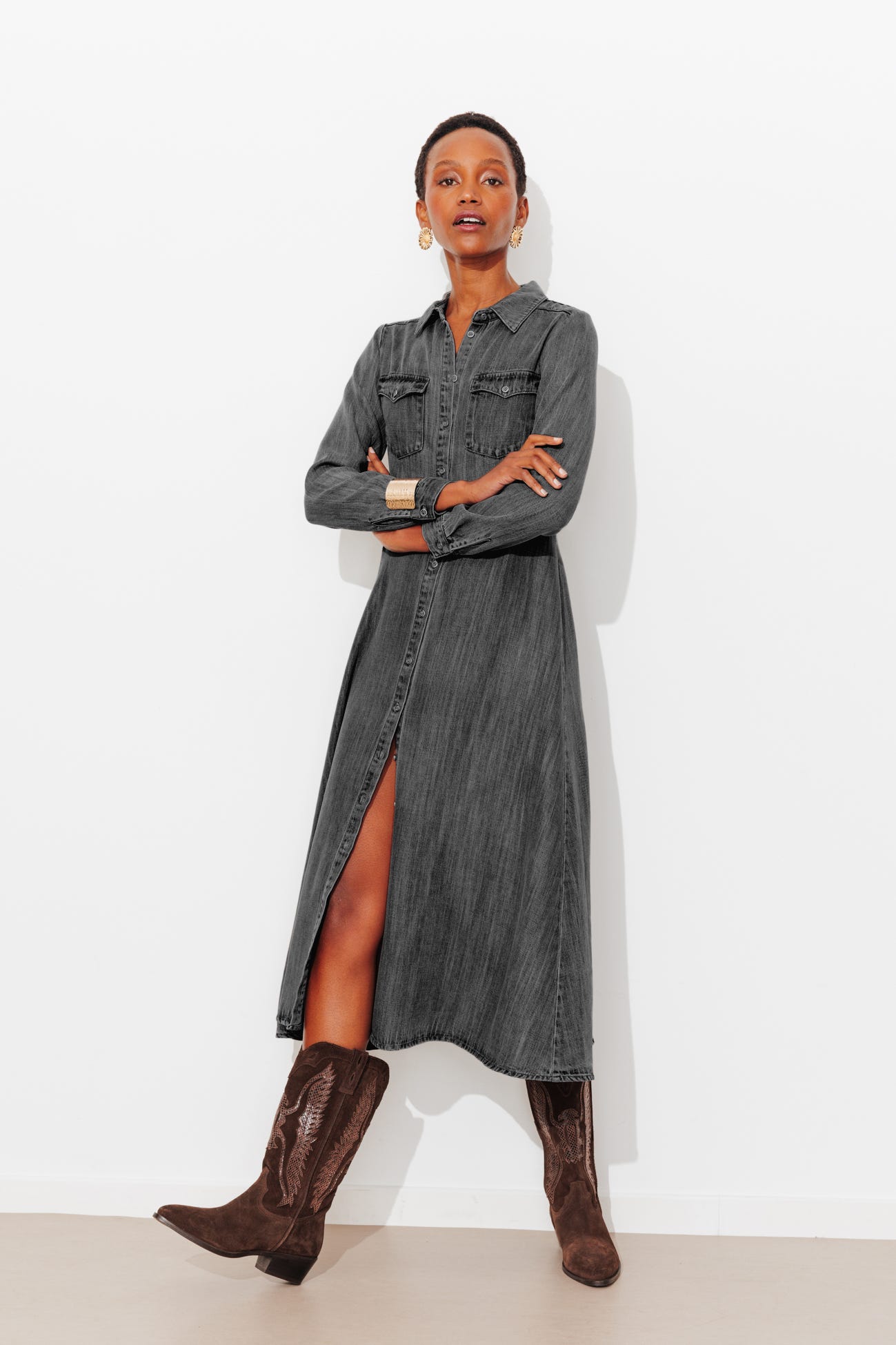Long lyocell shirtdress