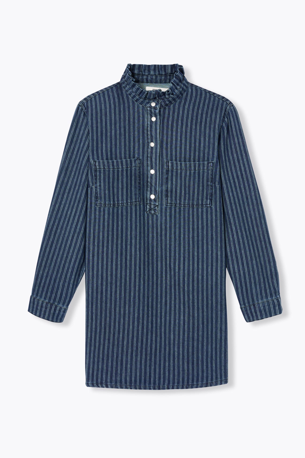 Robe courte en jean rayé