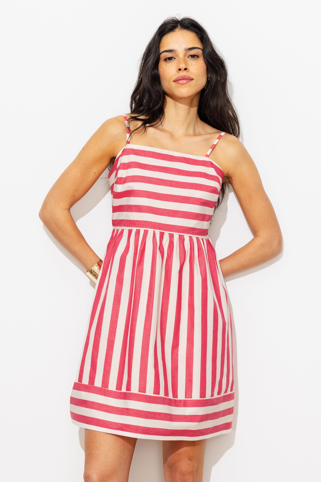 Robe courte à rayures Femme