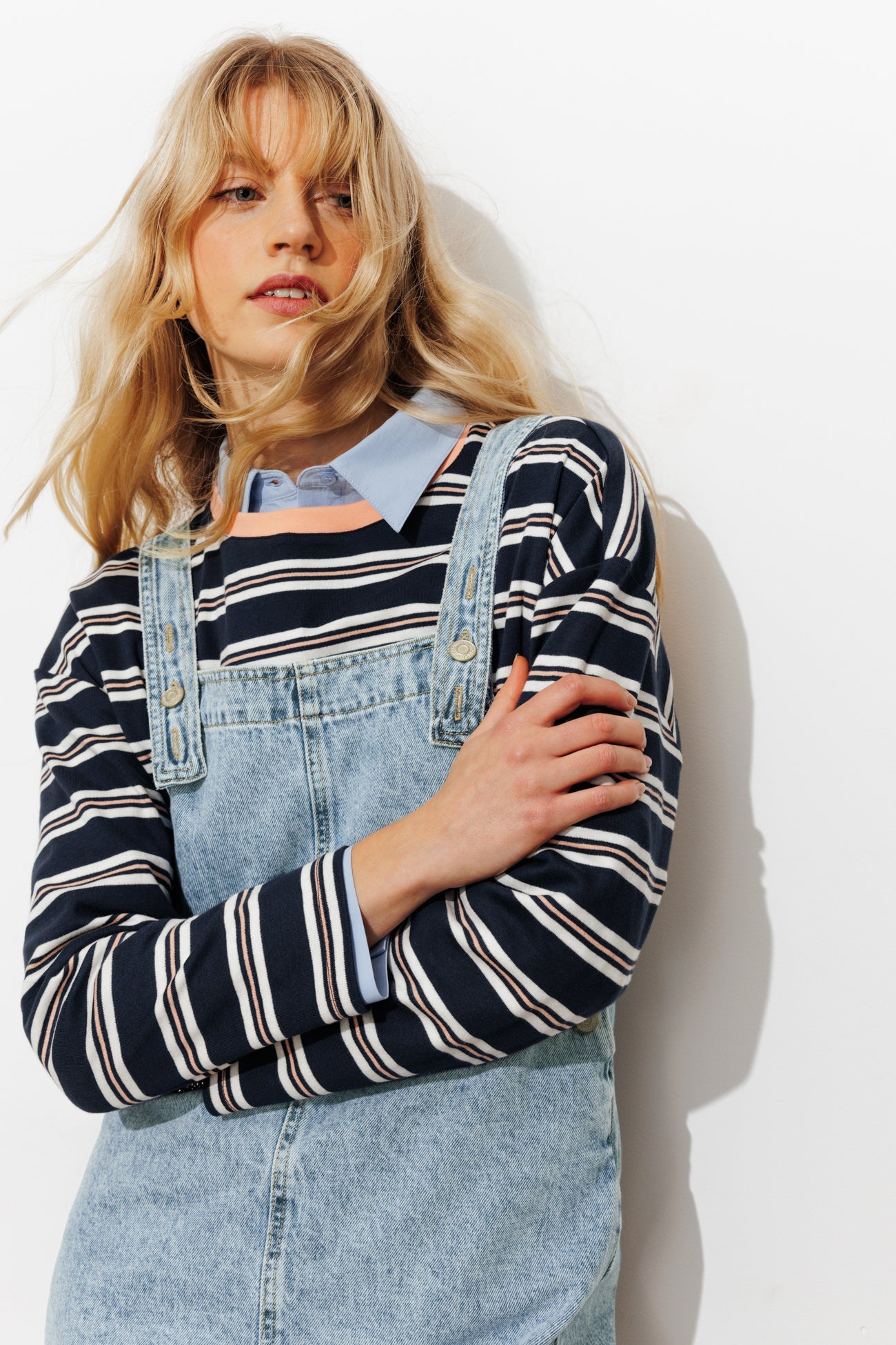 Short denim dungaree dress - Medium denim