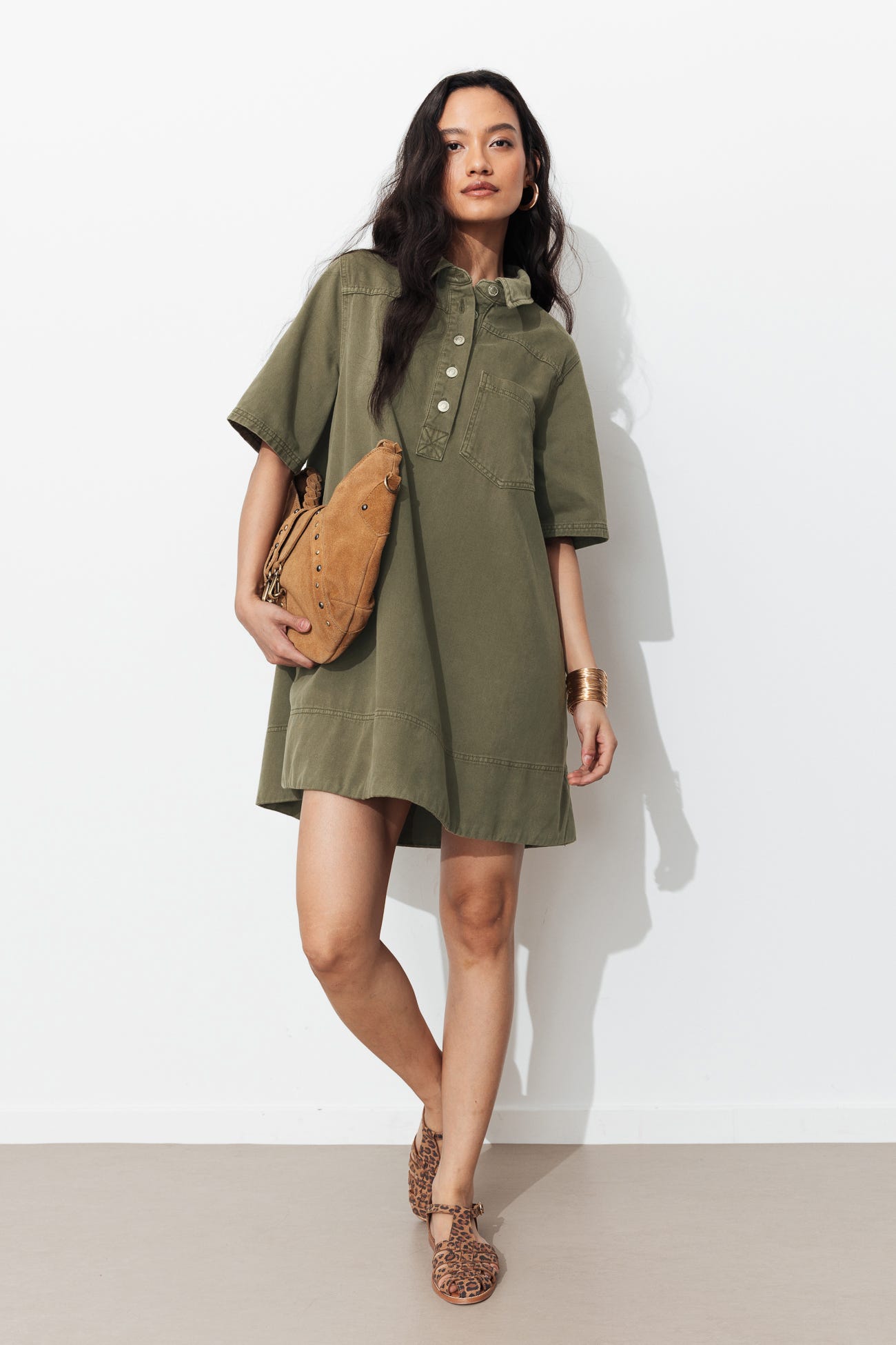 Robe courte en toile Femme