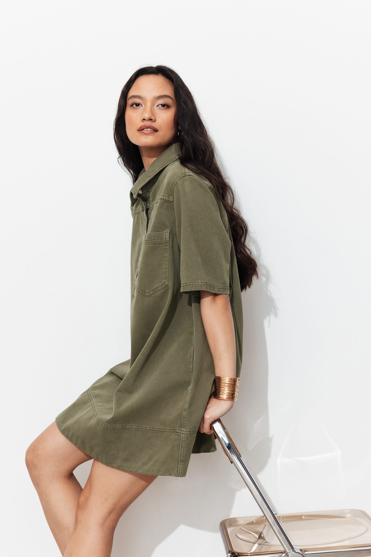 Robe courte en toile Femme