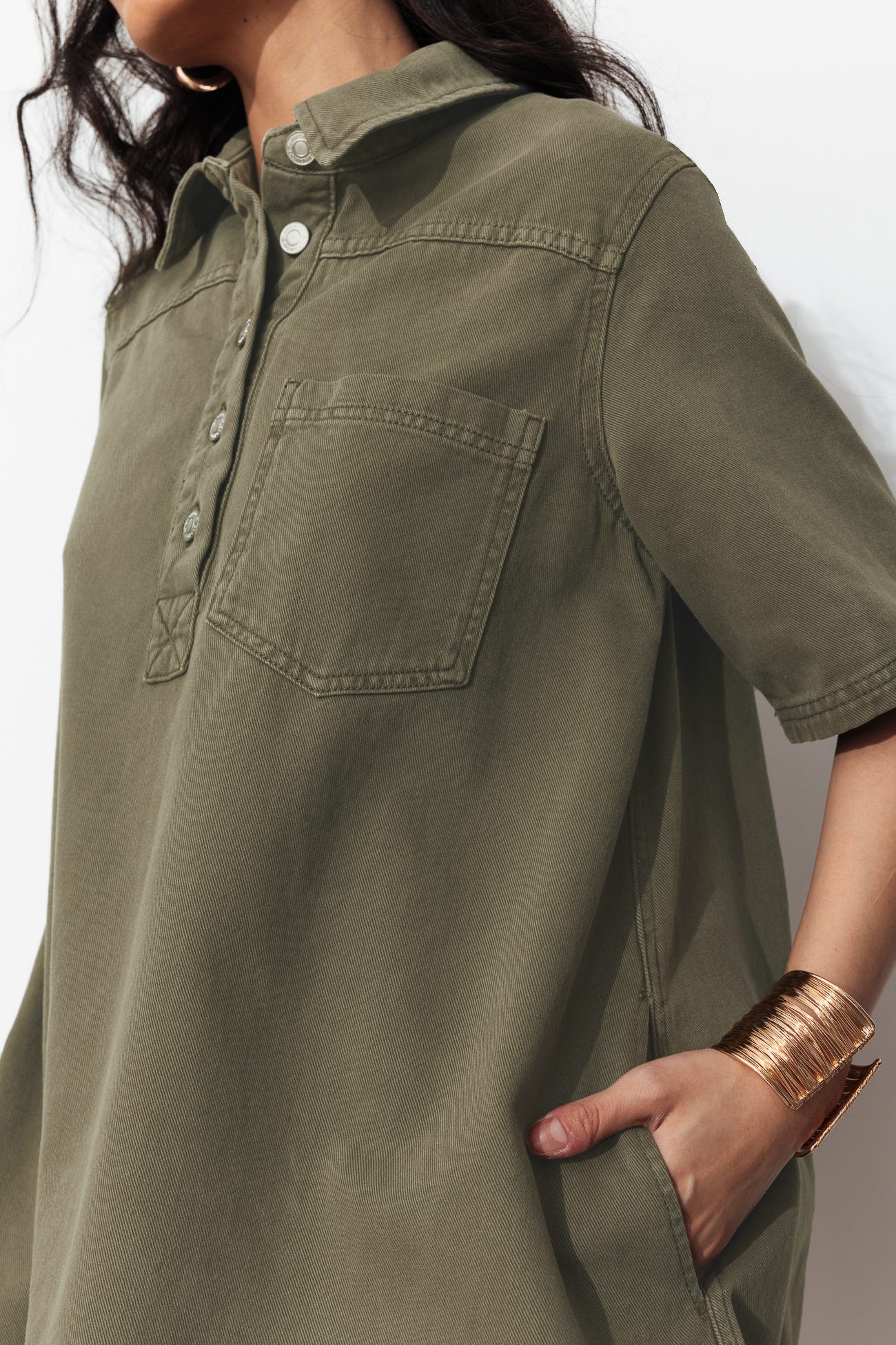 Robe courte en toile Femme