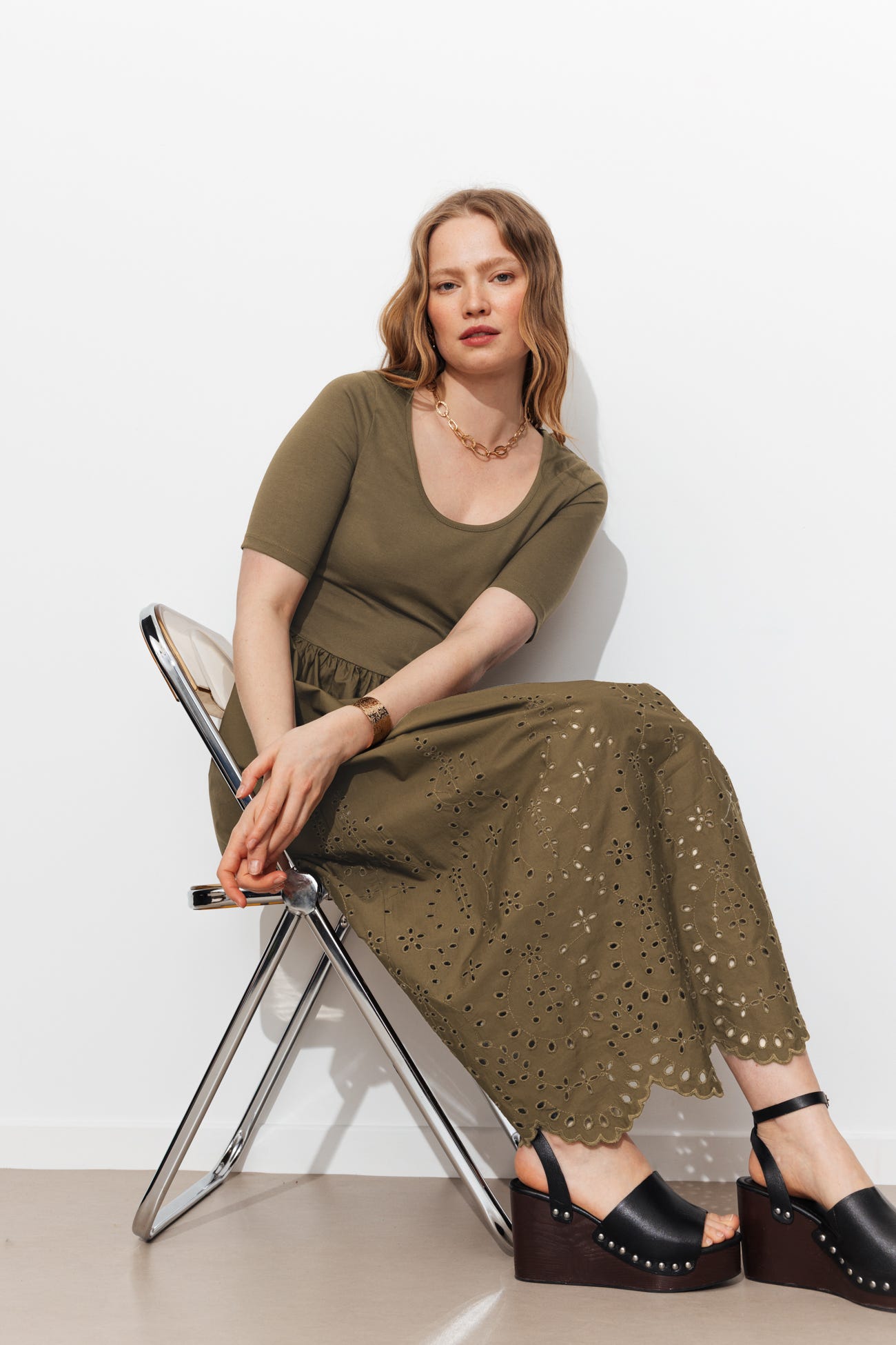 Robe t-shirt broderie anglaise