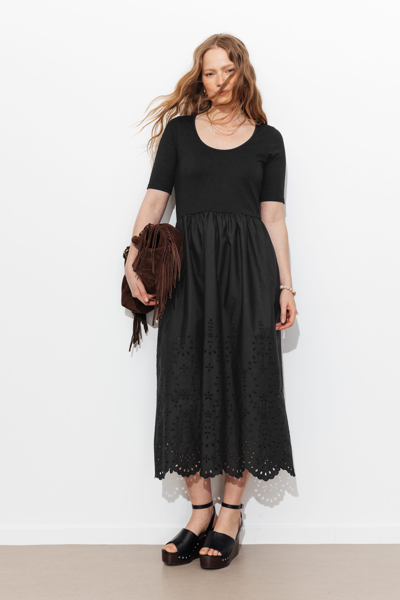 Robe t-shirt broderie anglaise