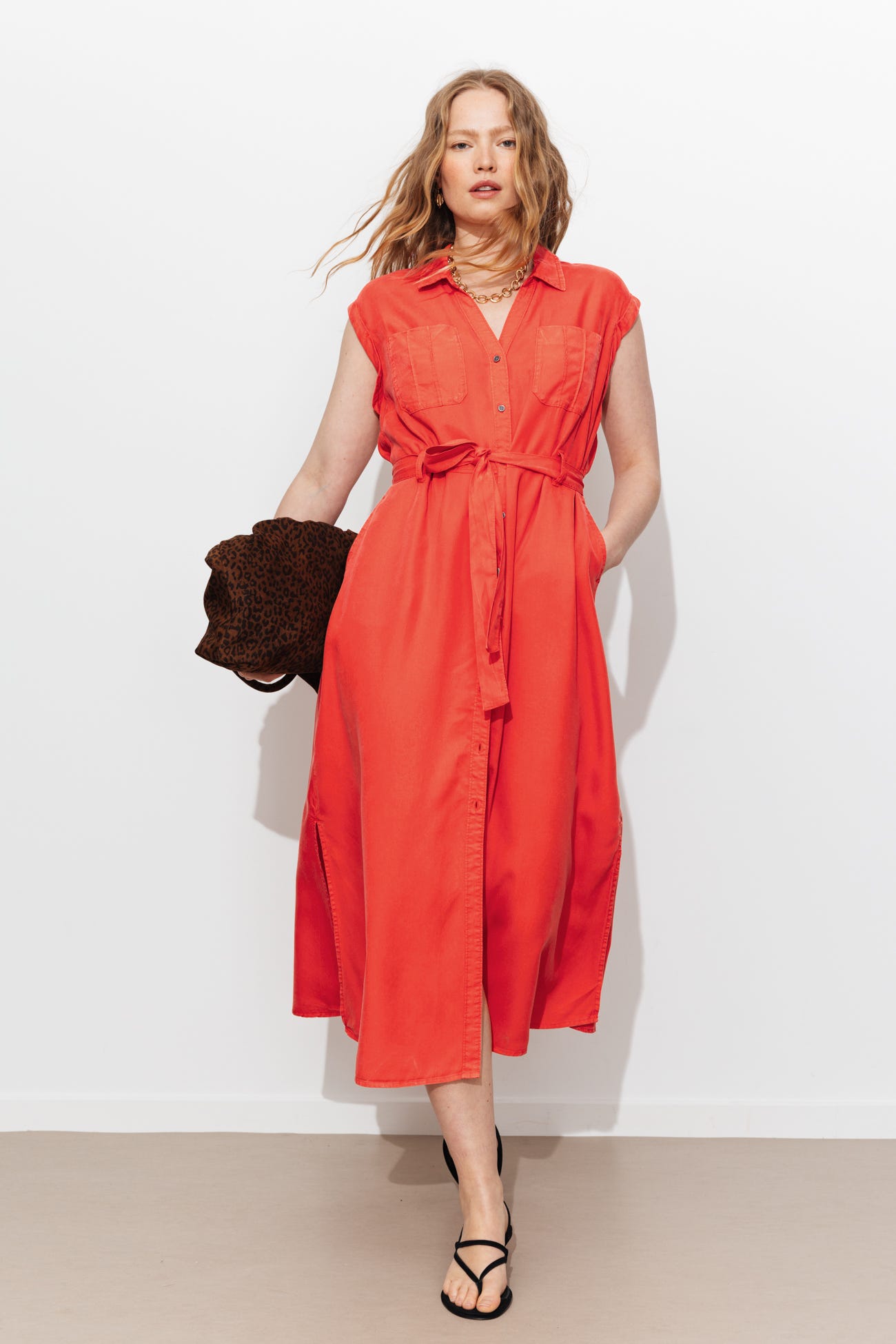 Robe-chemise unie Femme