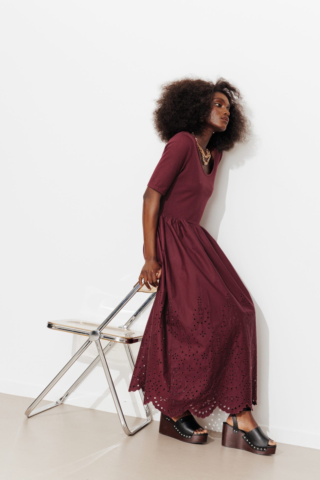 Robe t-shirt broderie anglaise