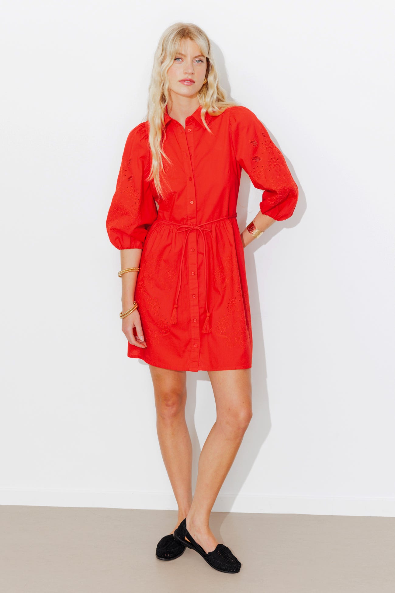 Robe-chemise brodée Femme
