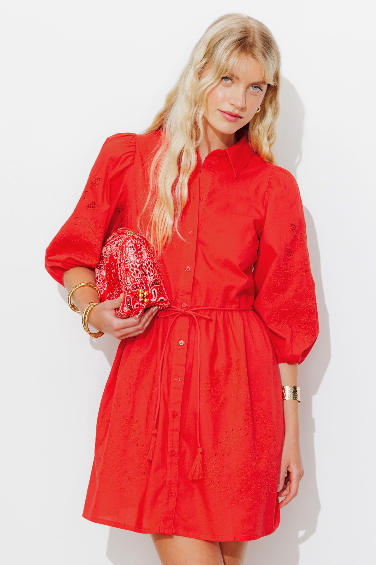 Robe-chemise brodée Femme