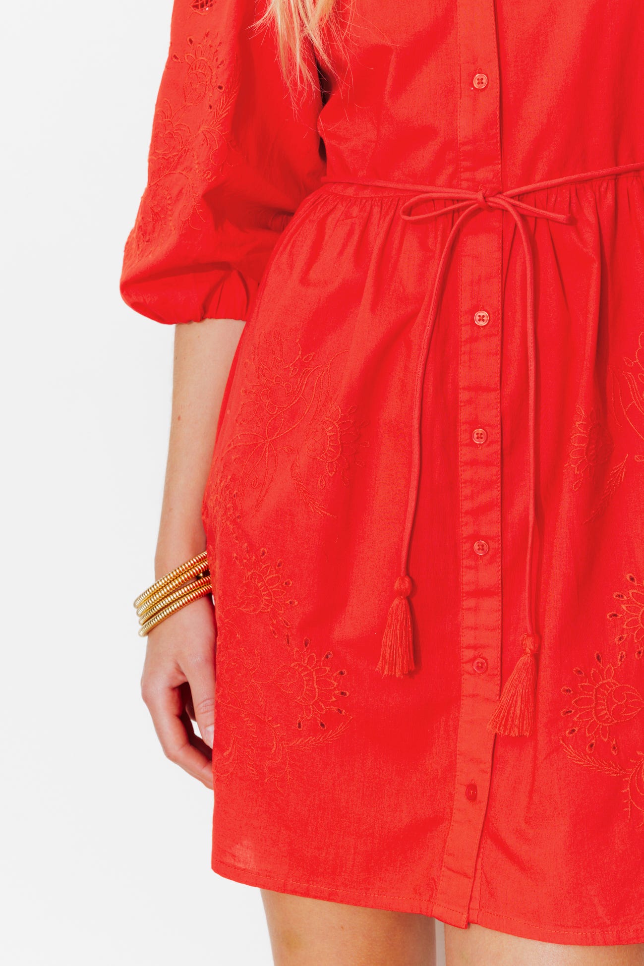 Robe-chemise brodée Femme