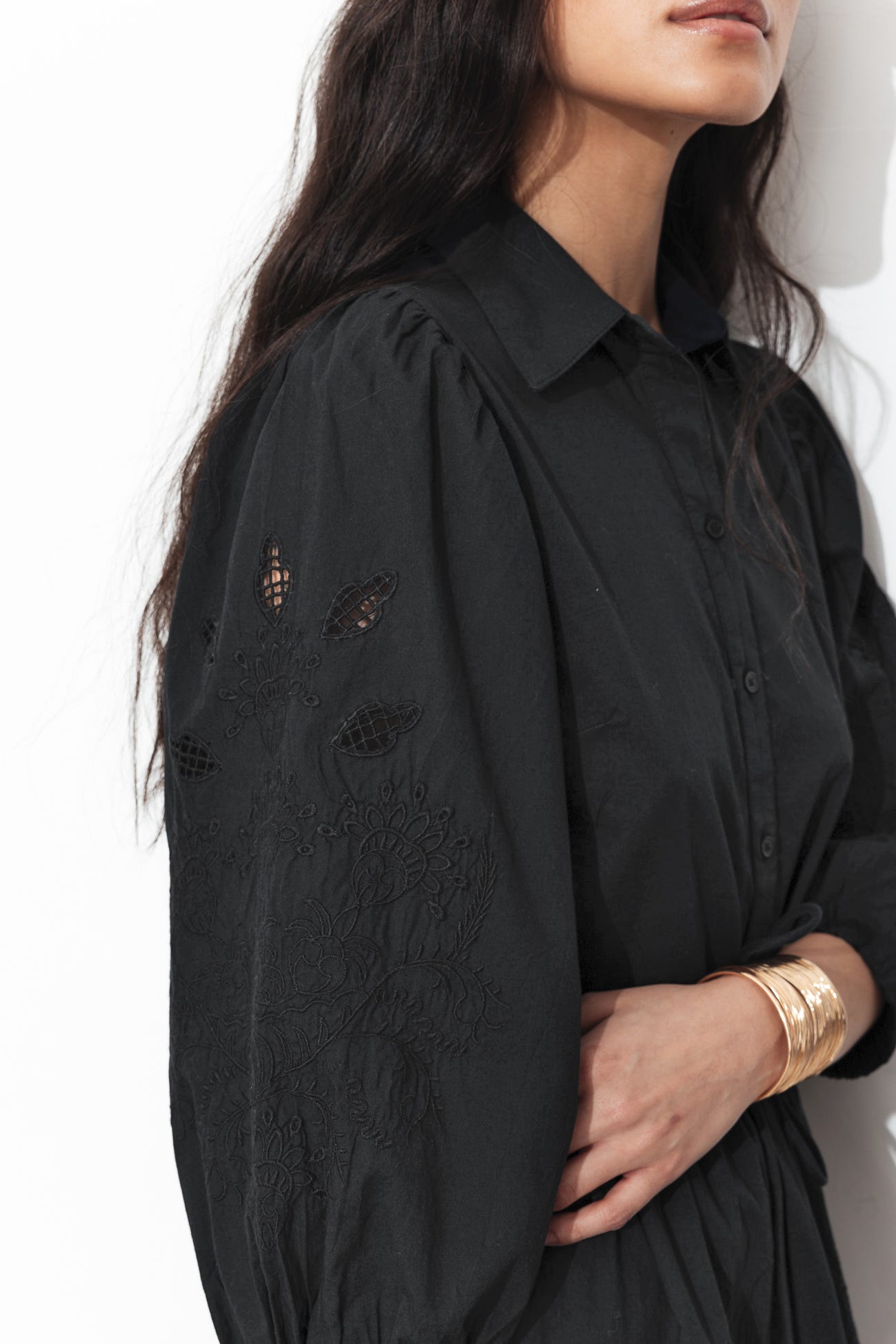 Robe-chemise brodée Femme