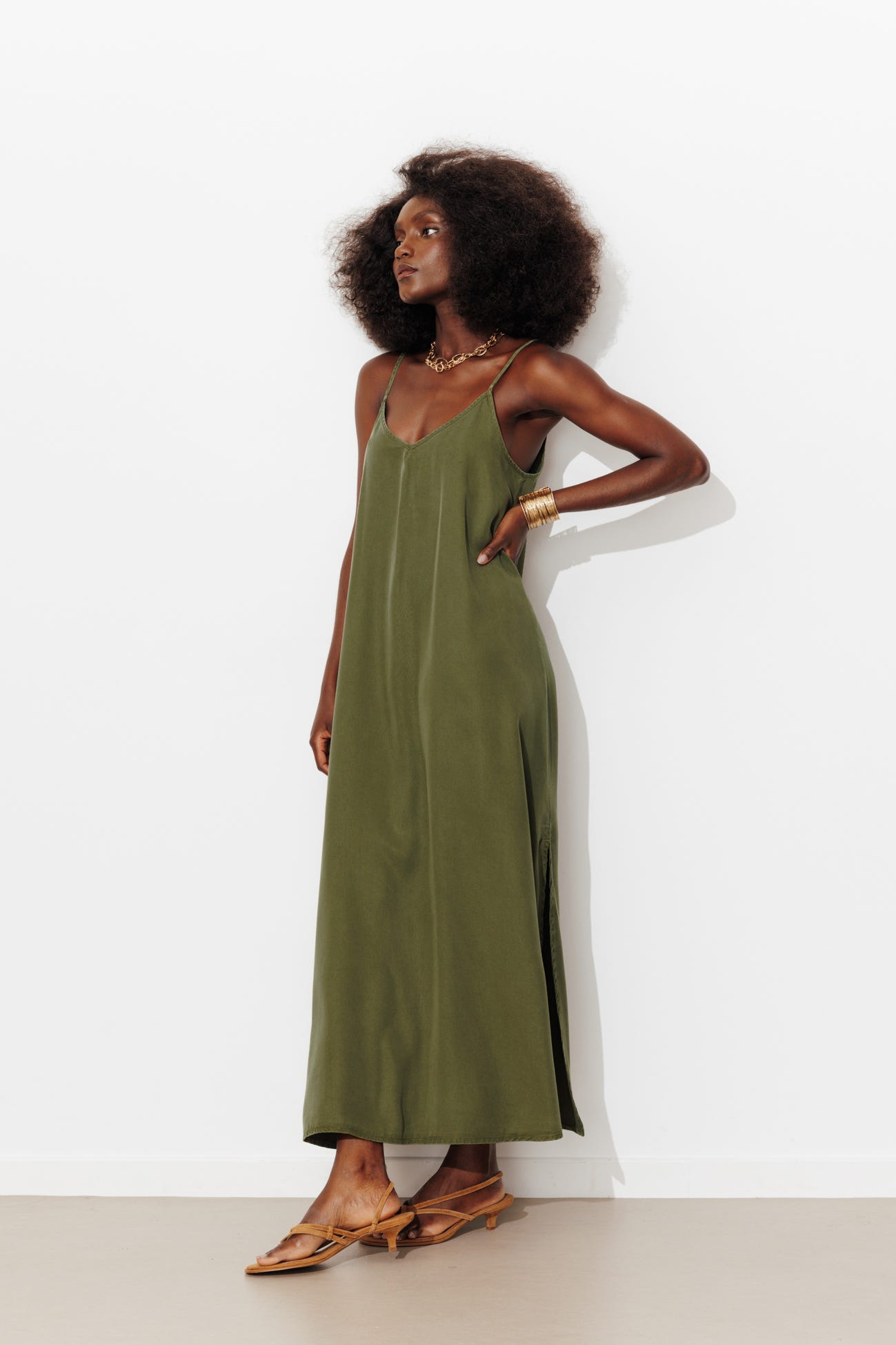 Long plain lyocell dress