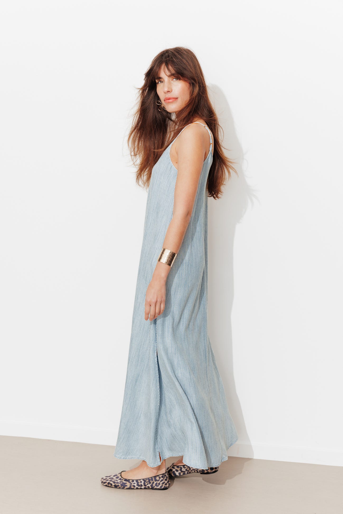 Robe longue à rayures Femme