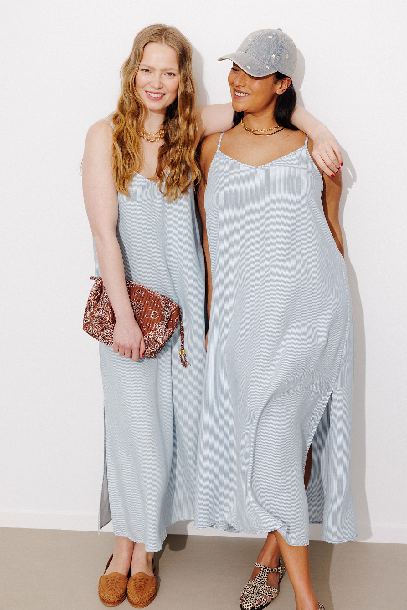 Robe longue à rayures Femme