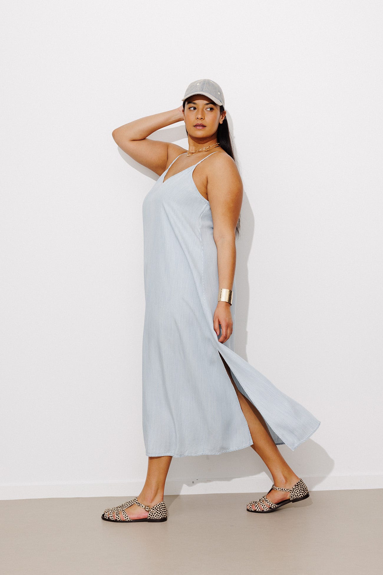 Robe longue à rayures Femme