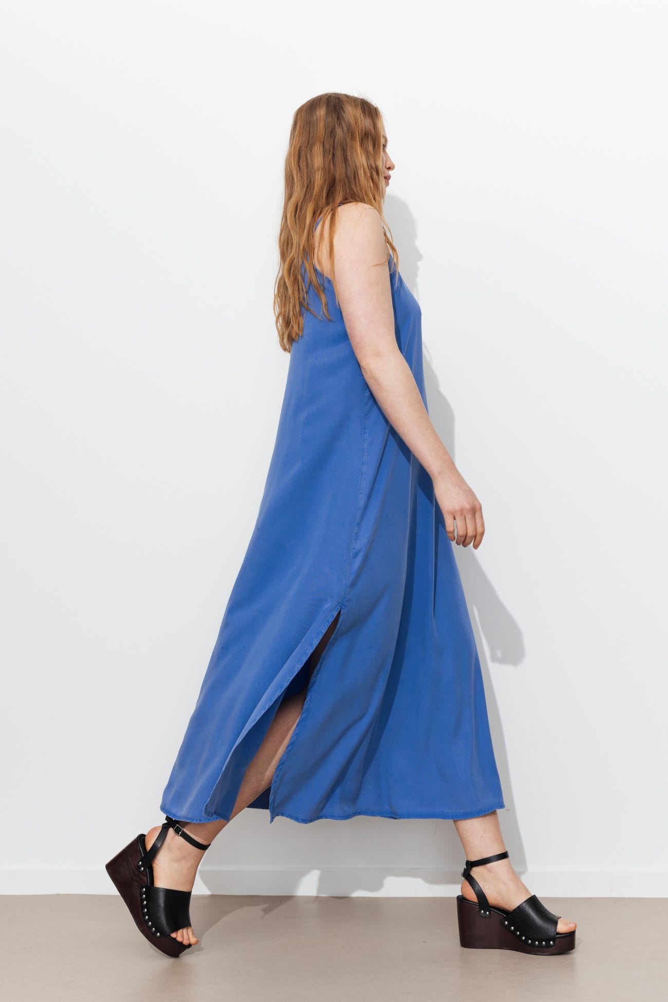 Robe longue unie en lyocell